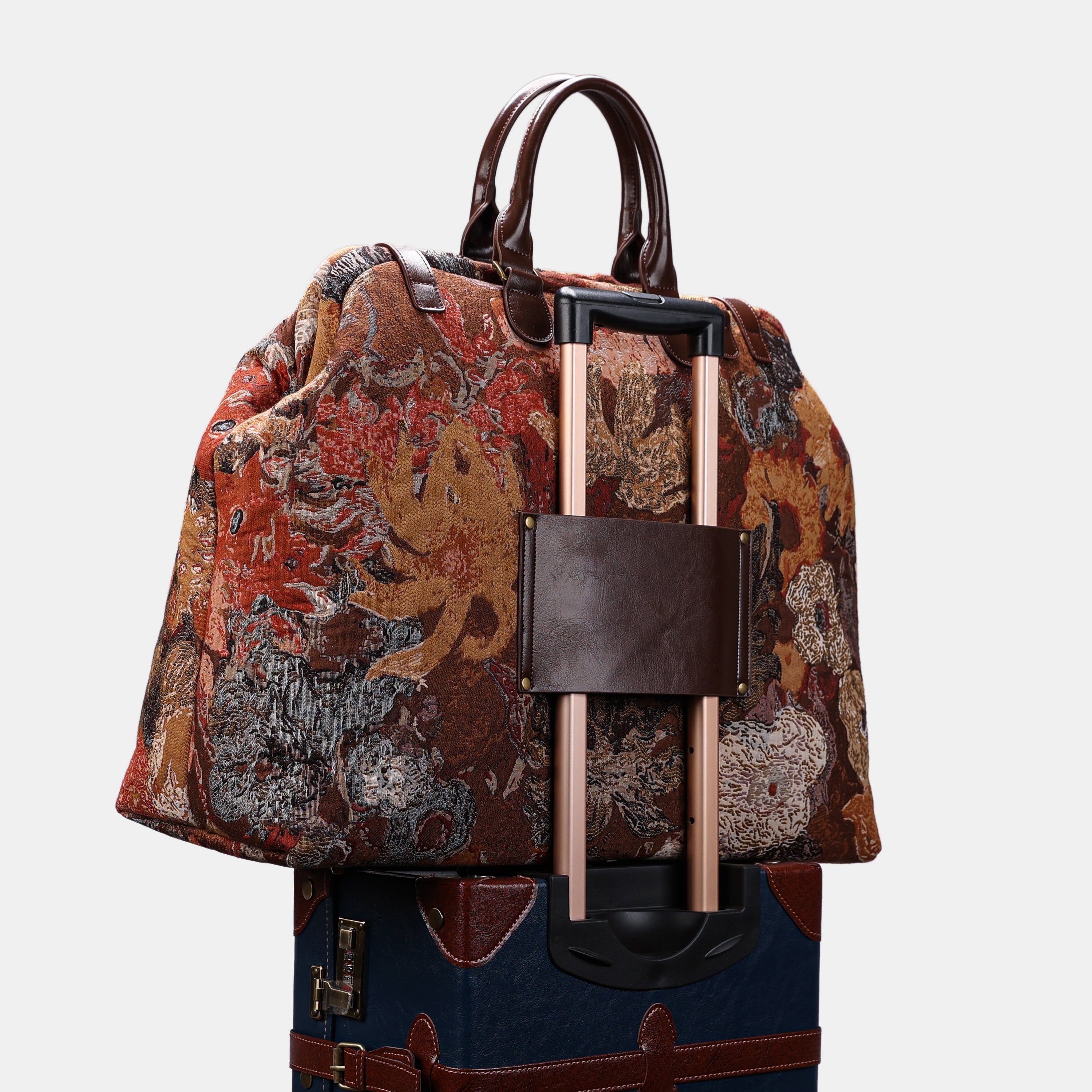Abstract Brown Men's Carpetbag of America with luggage sleeve-6