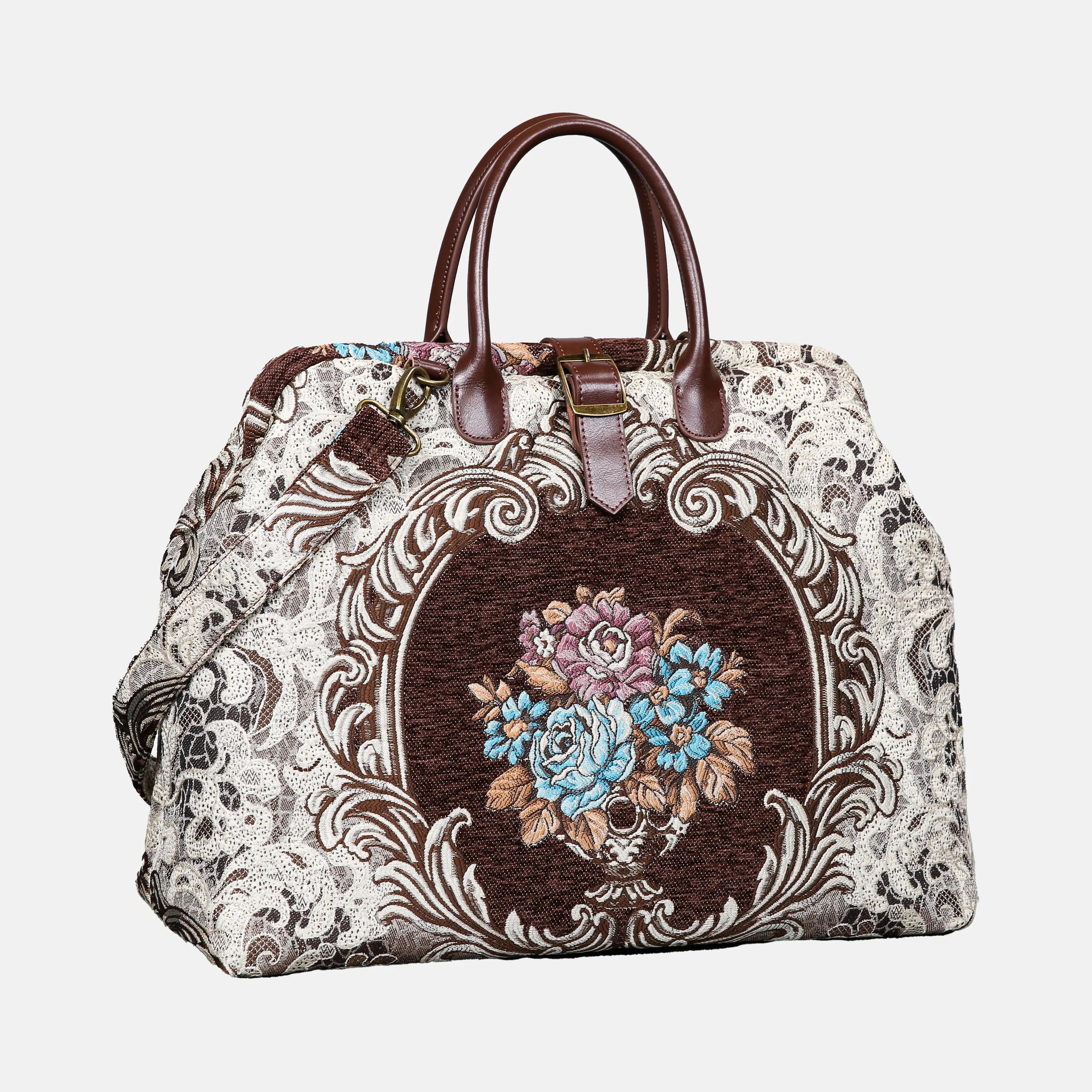 Baroque Bouquet Brown Mary Poppins Weekender carpet bag MCW Handmade front