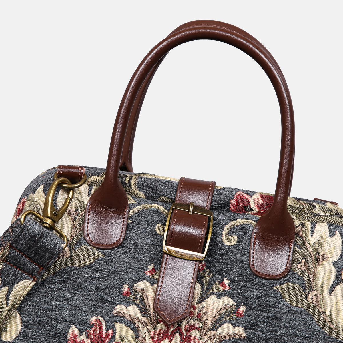 Baroque Floral Green Gray Carpet Handbag Purse carpet bag MCW Handmade of America buckle