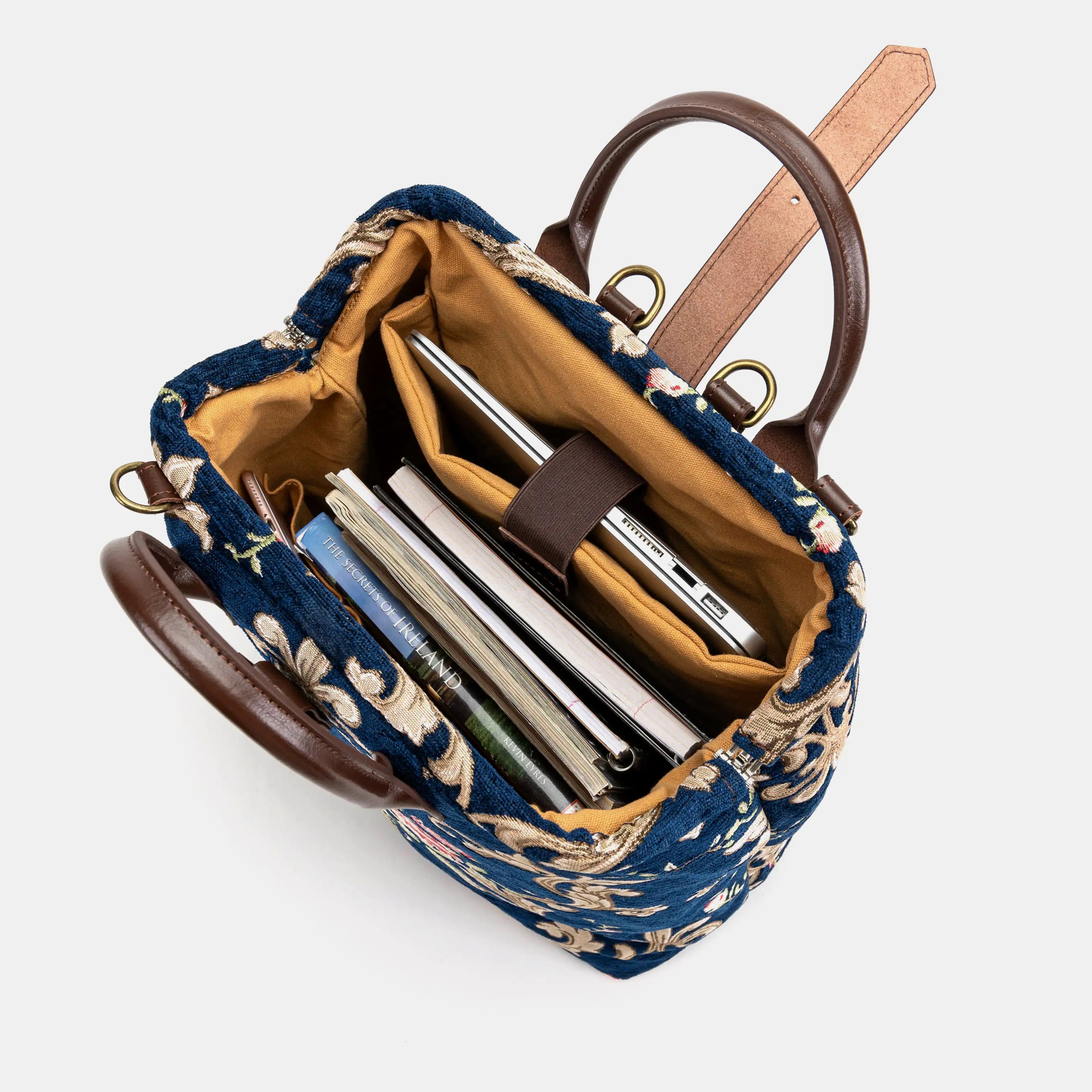 Baroque Garden Blue Carpet Laptop Backpack Carpetbag of America inside