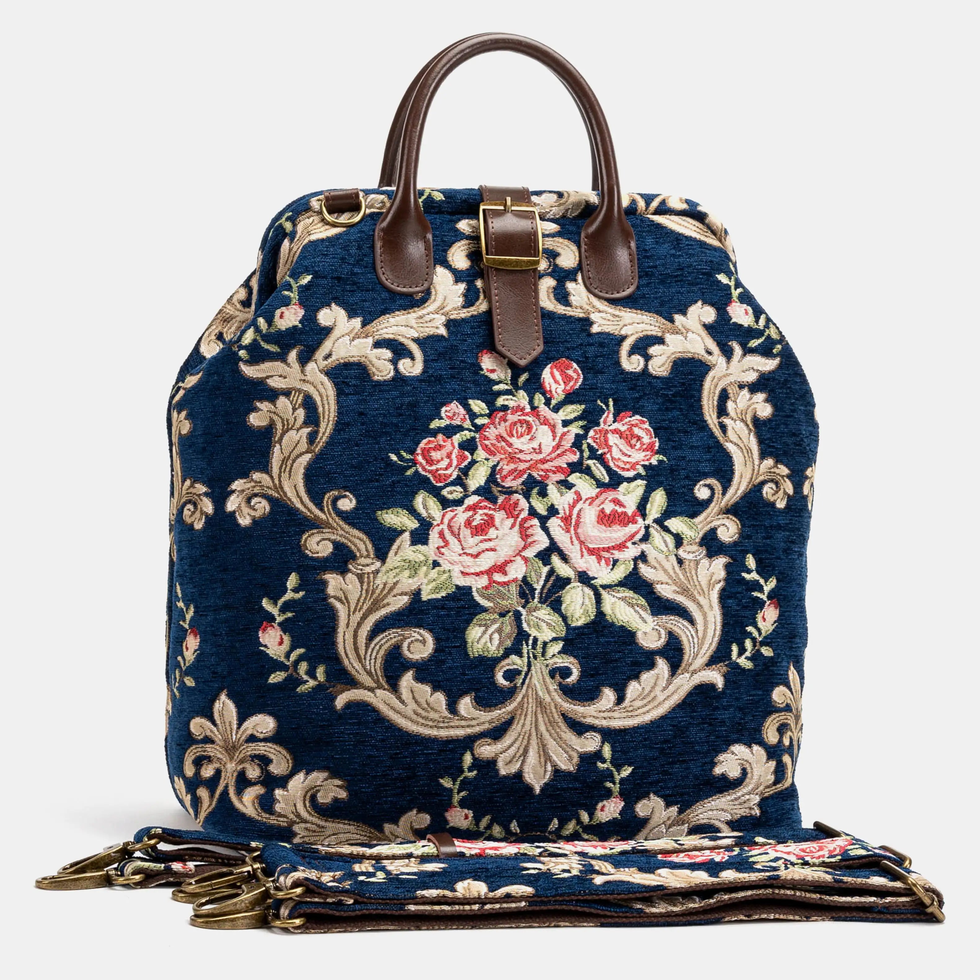 Baroque Garden Blue Carpet Laptop Backpack Carpetbag of America with stripes