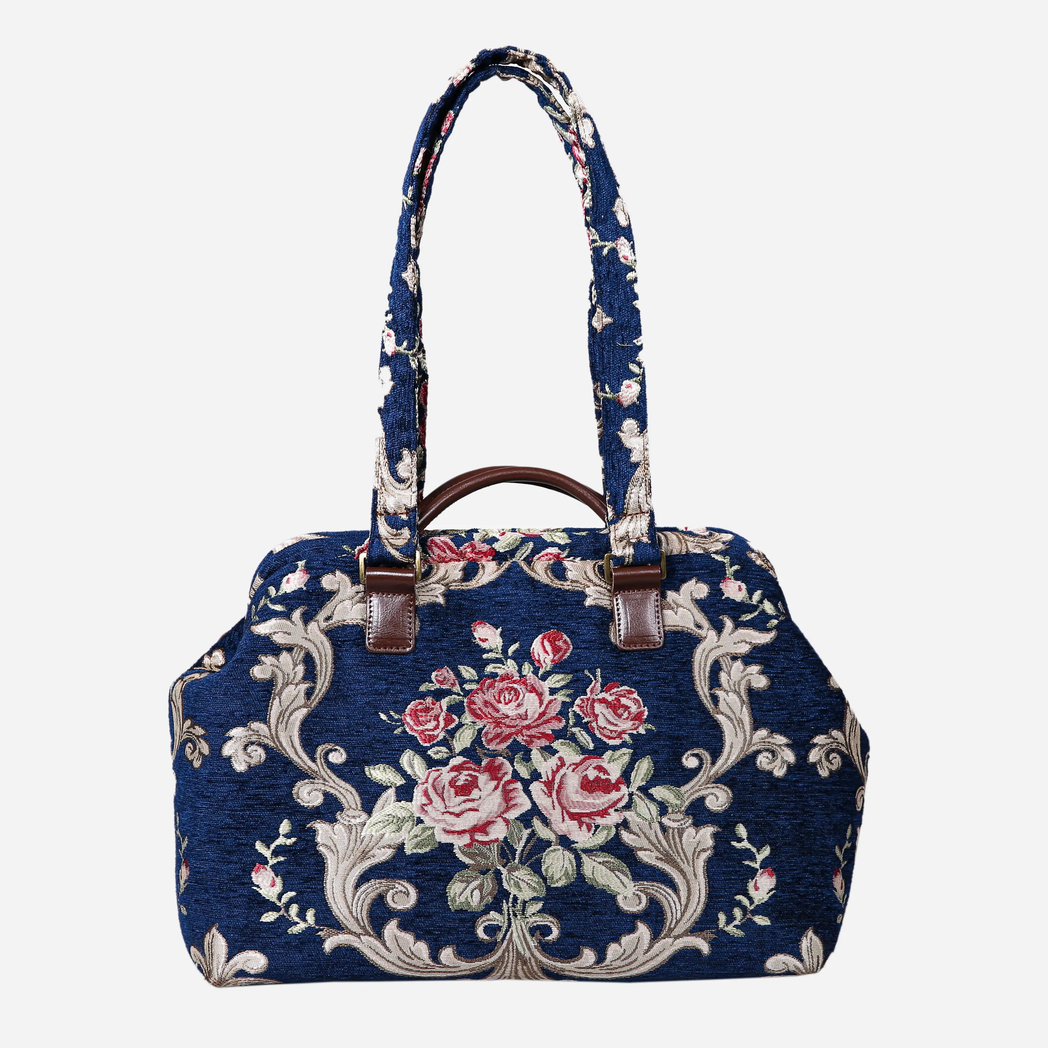 Baroque Garden Blue Knitting Project Bag of America-with shoulder strap