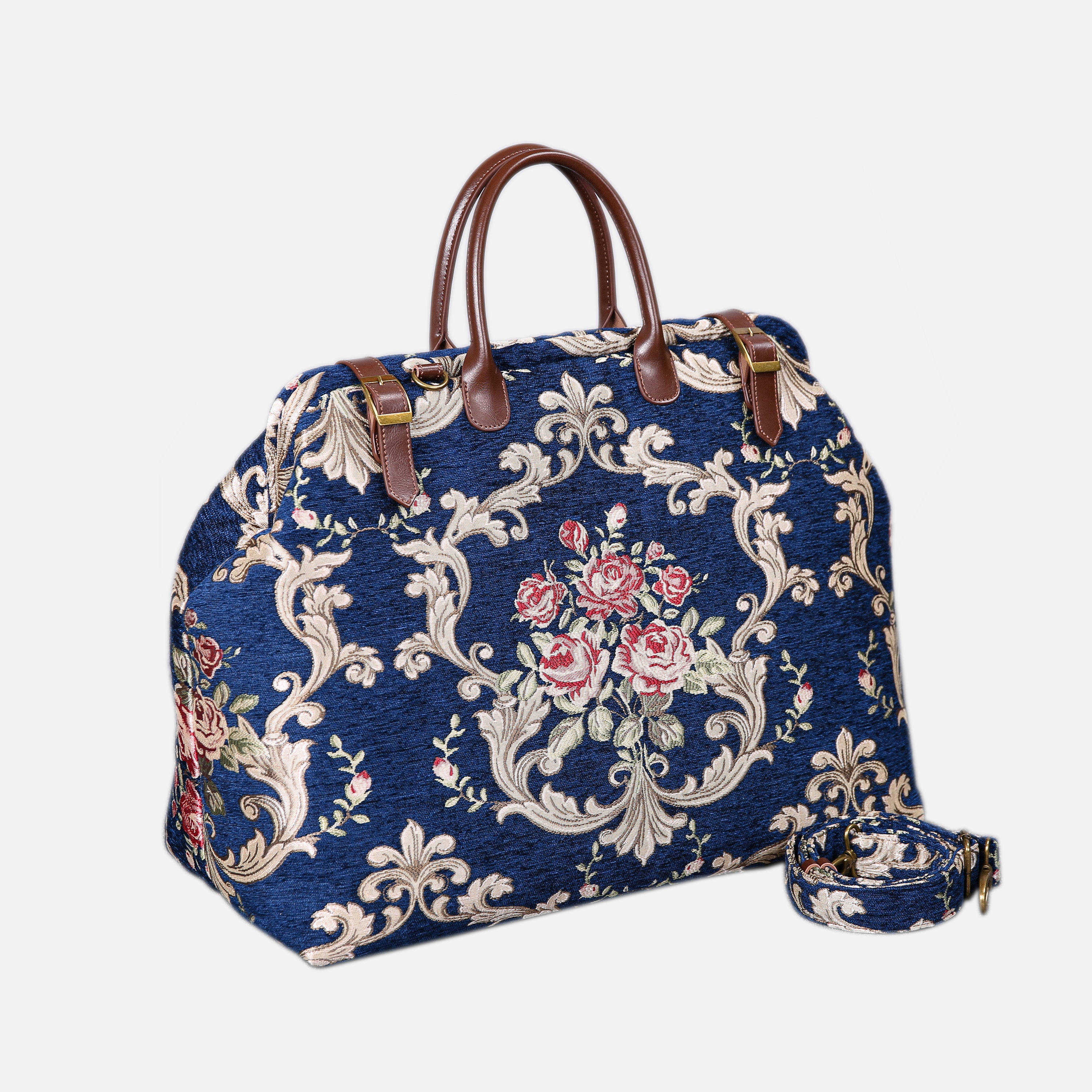 Baroque Garden Blue Large Carpetbag of America Front side