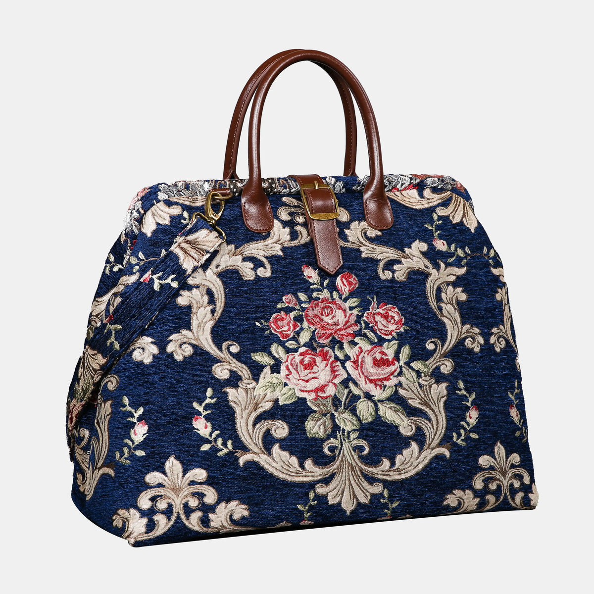 Baroque Garden Blue Mary Poppins Weekender Carpetbag of America front