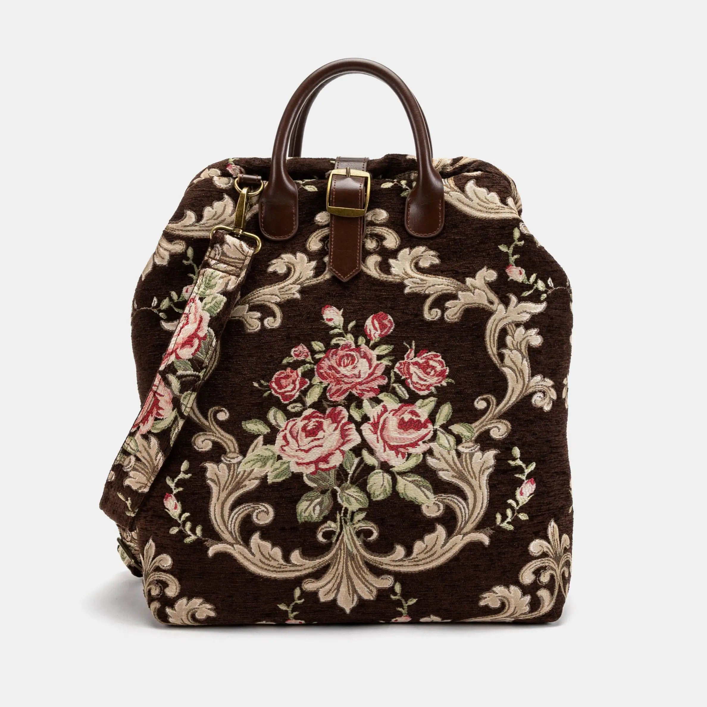 Baroque Garden Brown Carpet Laptop Backpack Carpetbag of America with shoulder strap