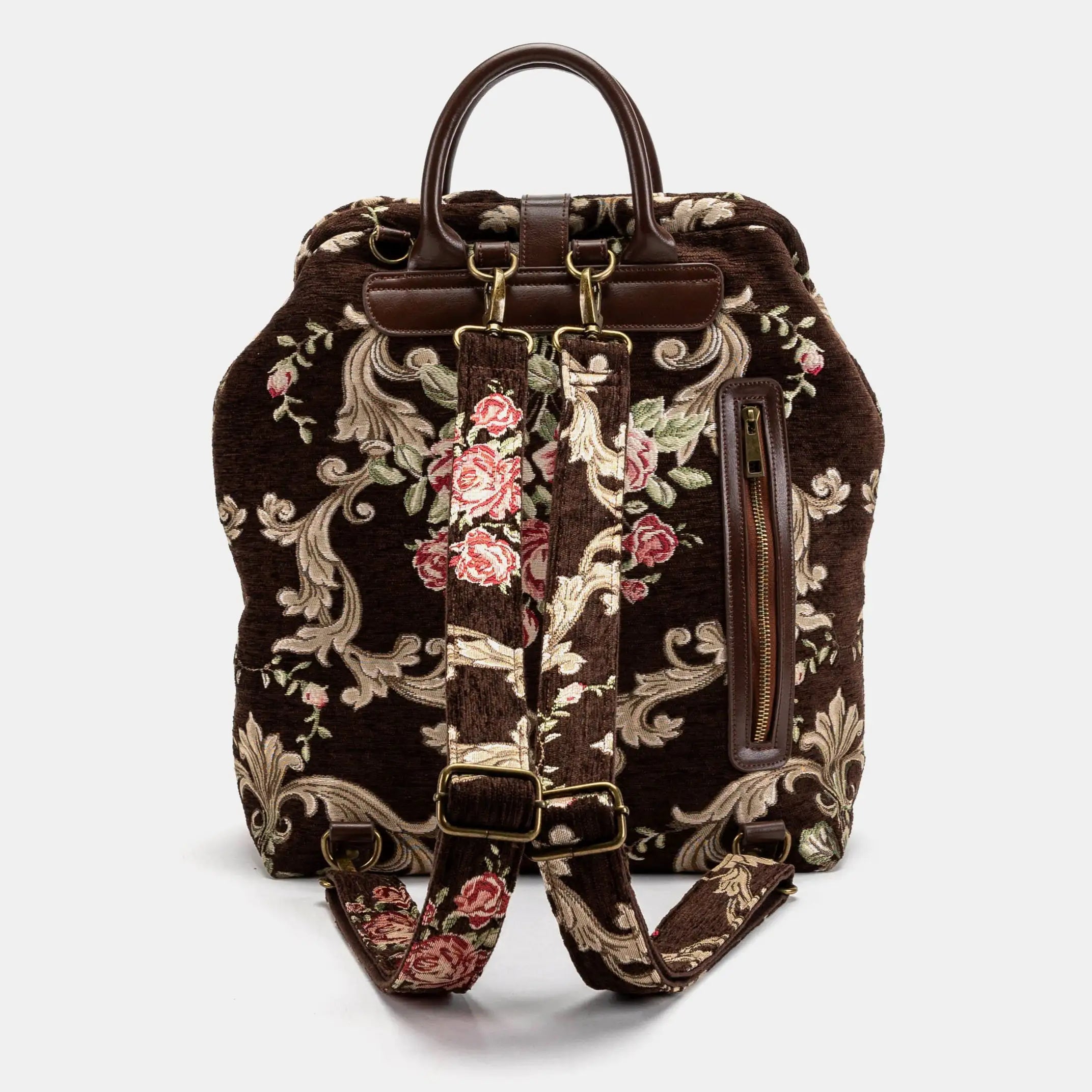 Baroque Garden Brown Carpet Laptop Backpack Carpetbag of America back