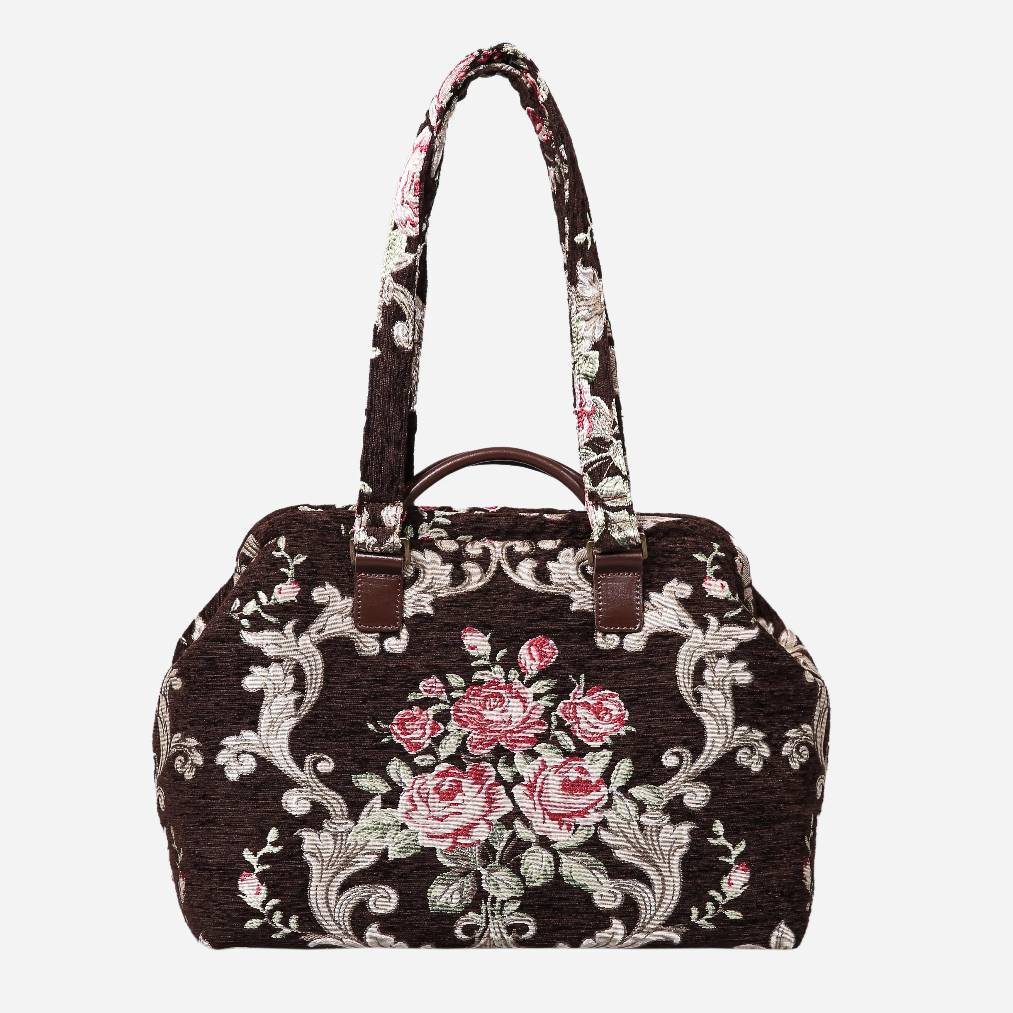 Baroque Garden Brown Knitting Project Bag of America-with shoulder strap