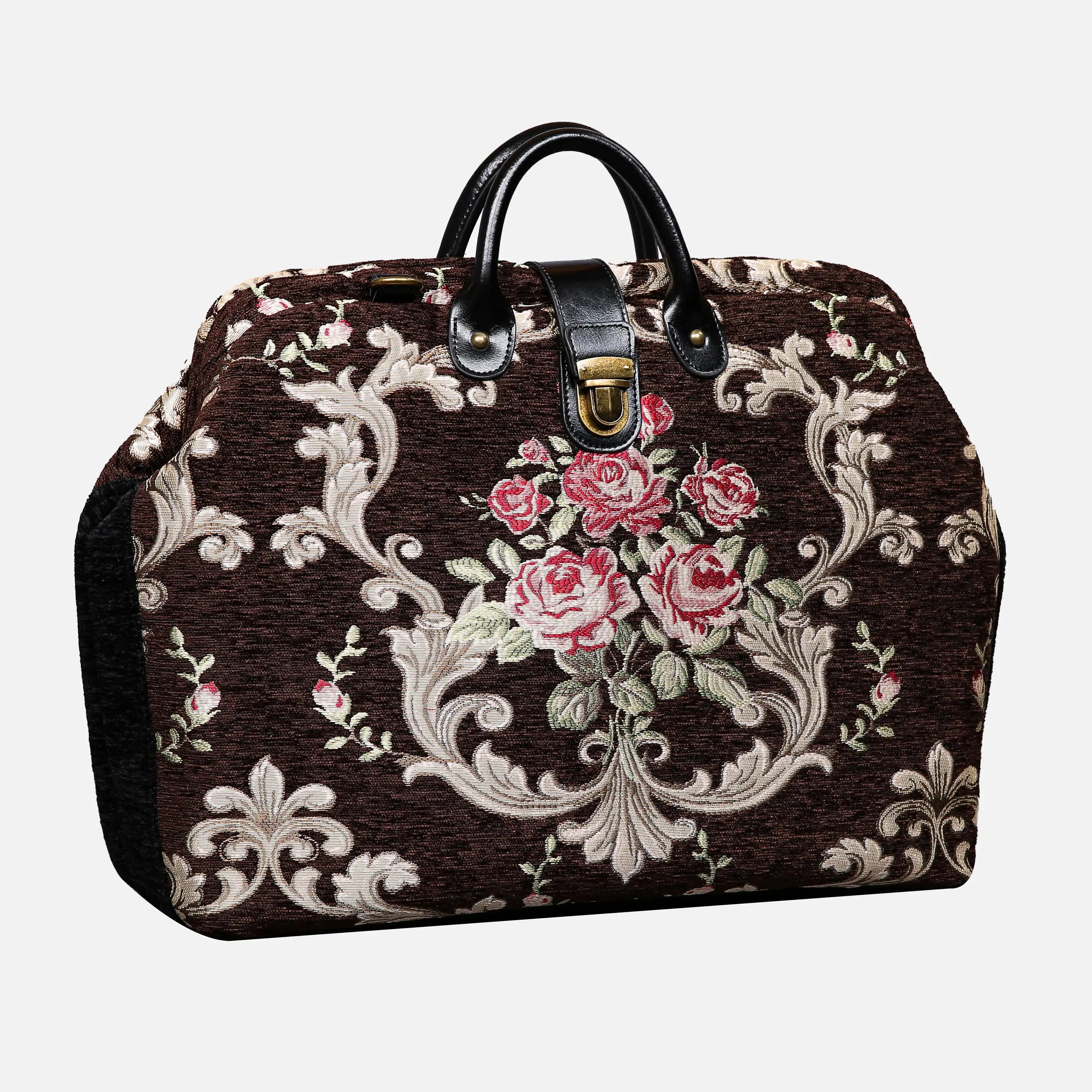 Baroque Garden Brown Laptop Work Bag carpet bag of America Front side