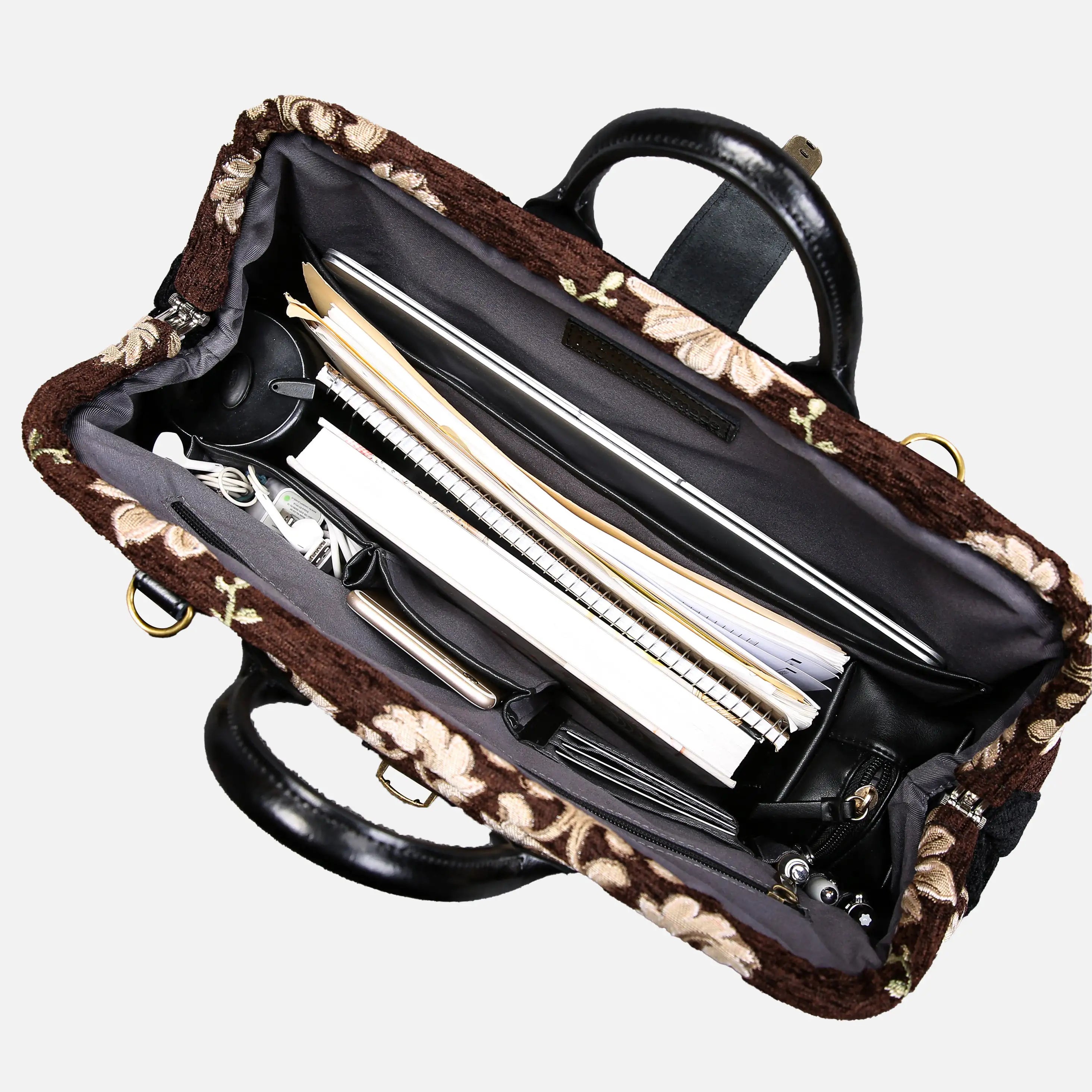 Baroque Garden Brown Laptop Work Bag carpet bag of America in use