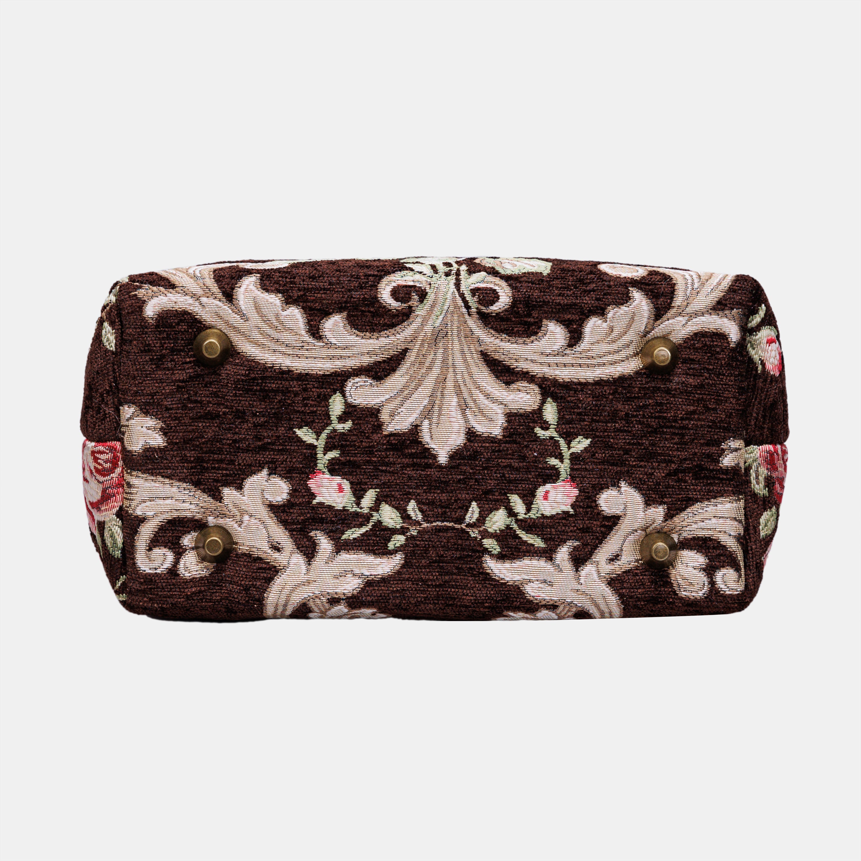 Baroque Garden Brown Tuck Lock Carpet Satchel carpet bag MCW Handmade of America bottom