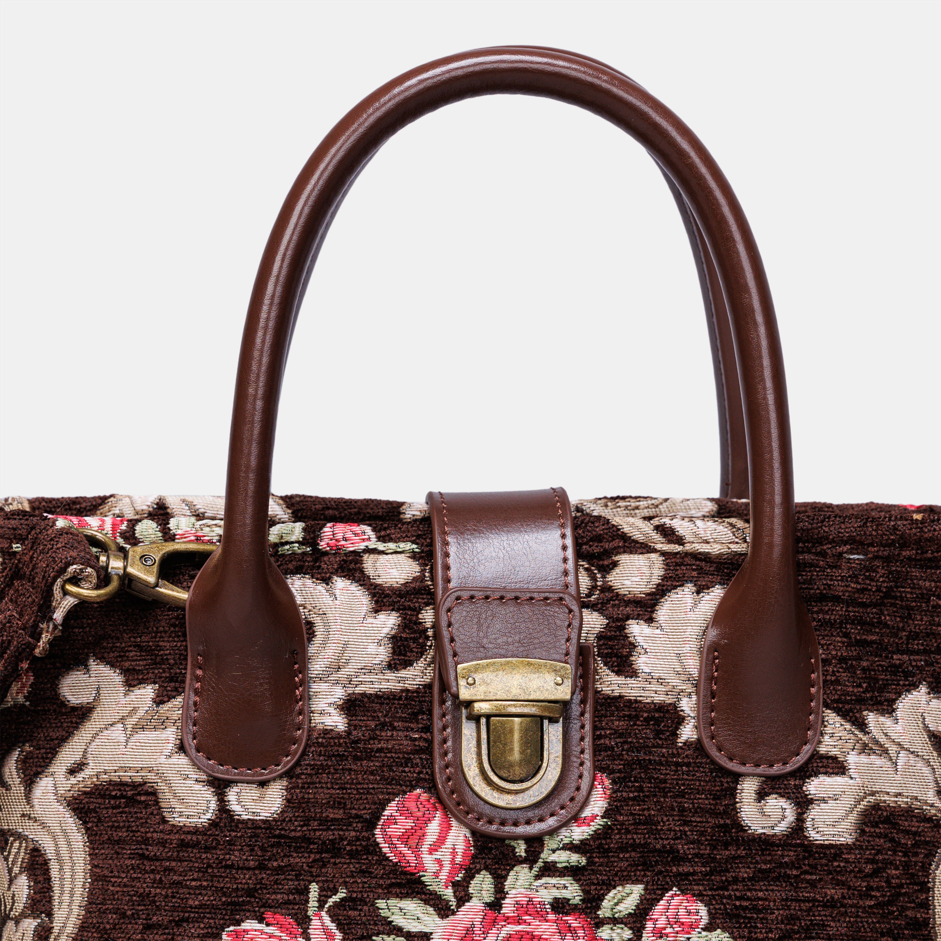 Baroque Garden Brown Tuck Lock Carpet Satchel carpet bag MCW Handmade of America details