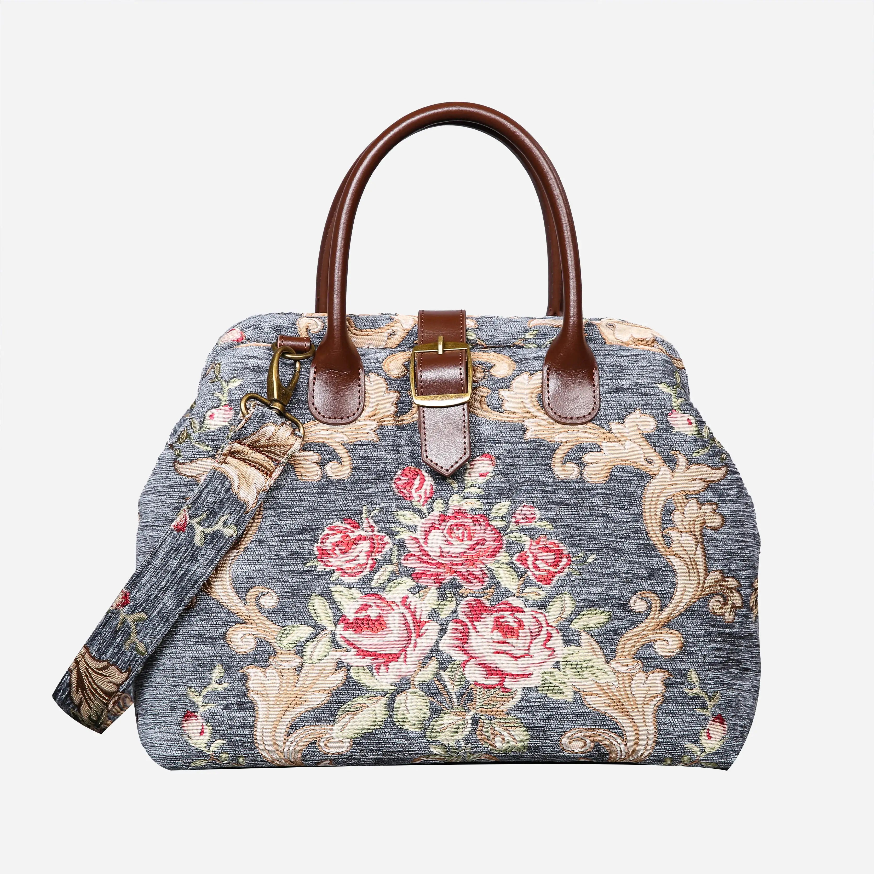 Baroque Garden Grey Carpet Handbag Purse carpet bag MCW Handmade of America main
