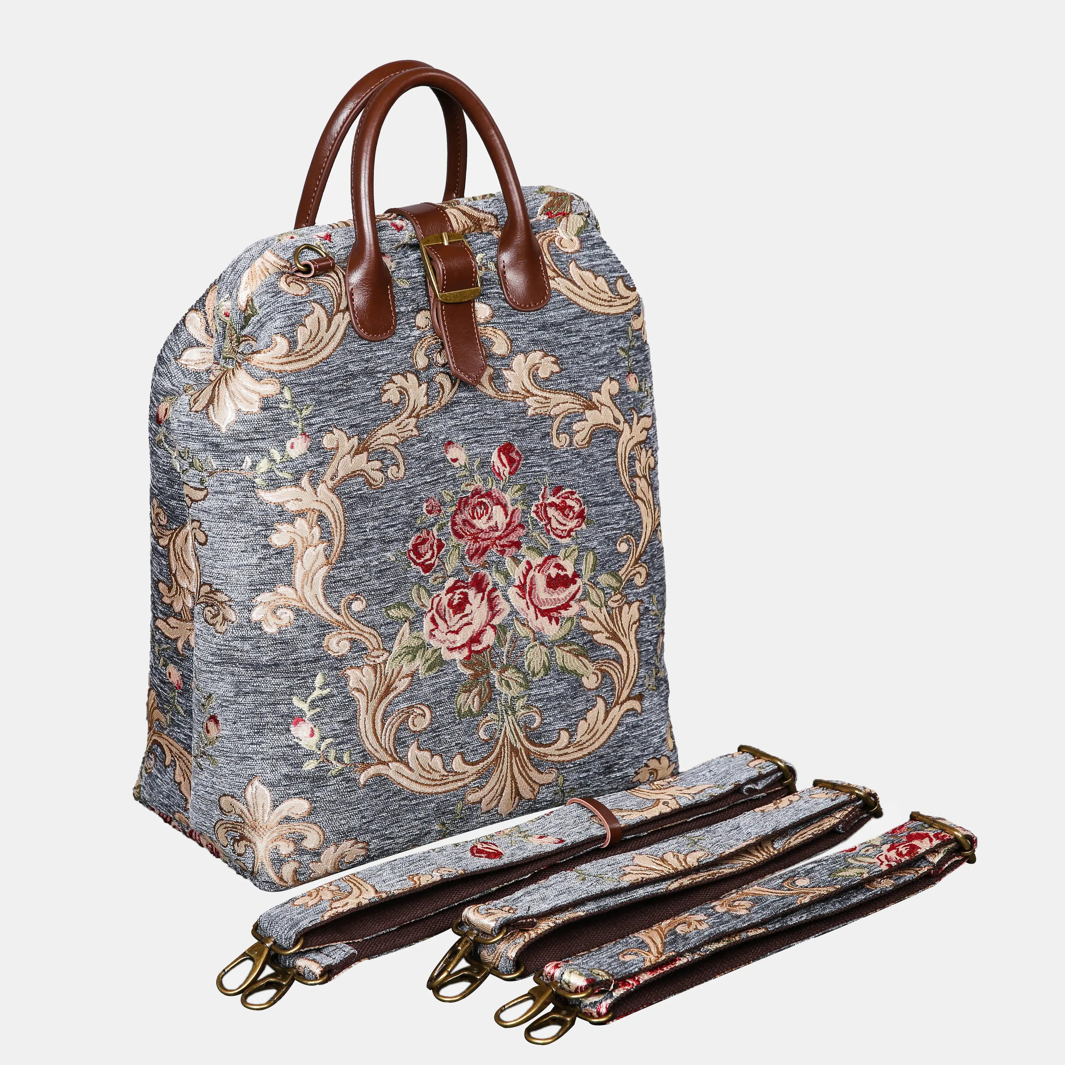Baroque Garden Grey Carpet Laptop Backpack Carpetbag of America with shoulder straps
