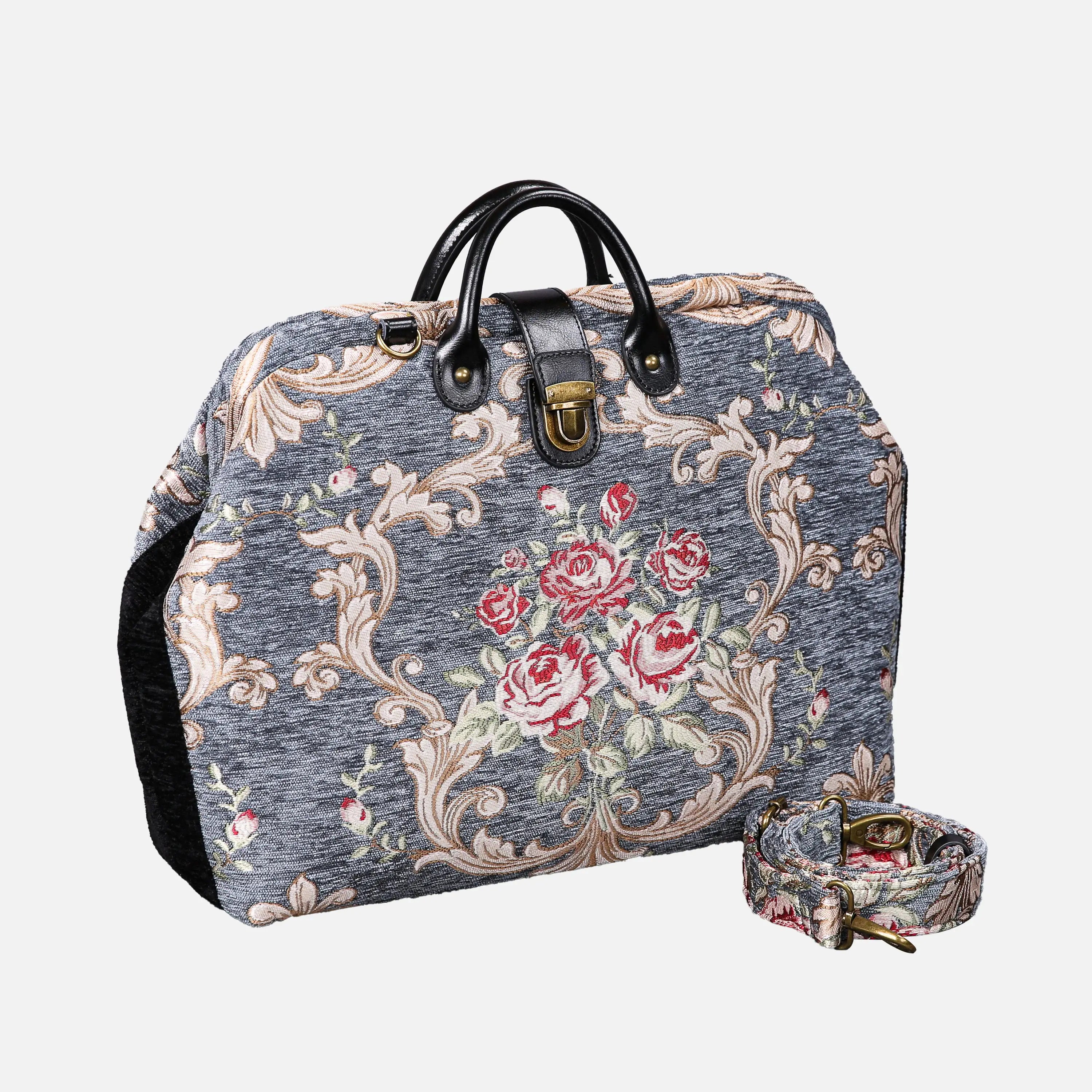 Baroque Garden Grey carpet bag of America with shoulder strap