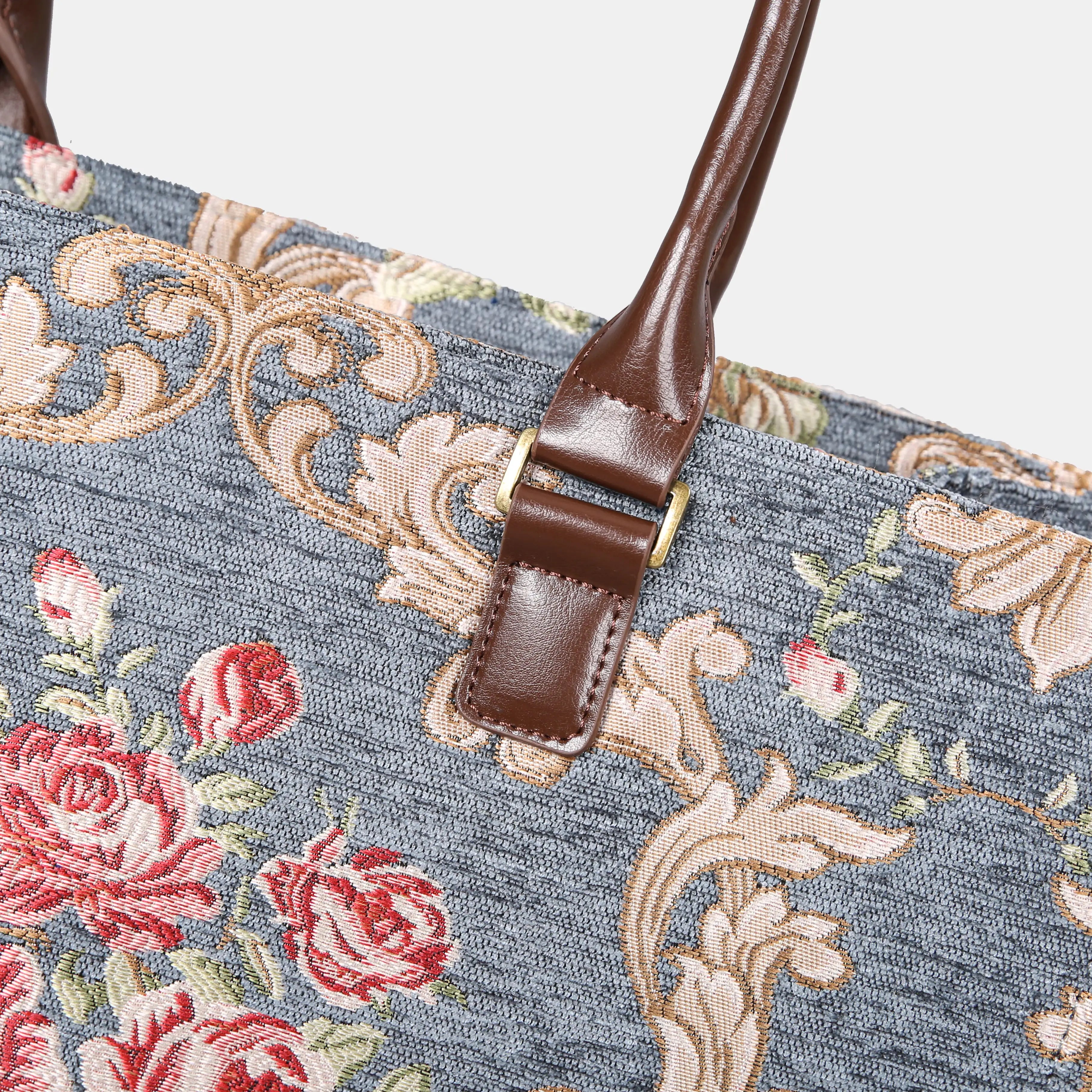 Baroque Garden Grey Laptop Work Tote of America detail