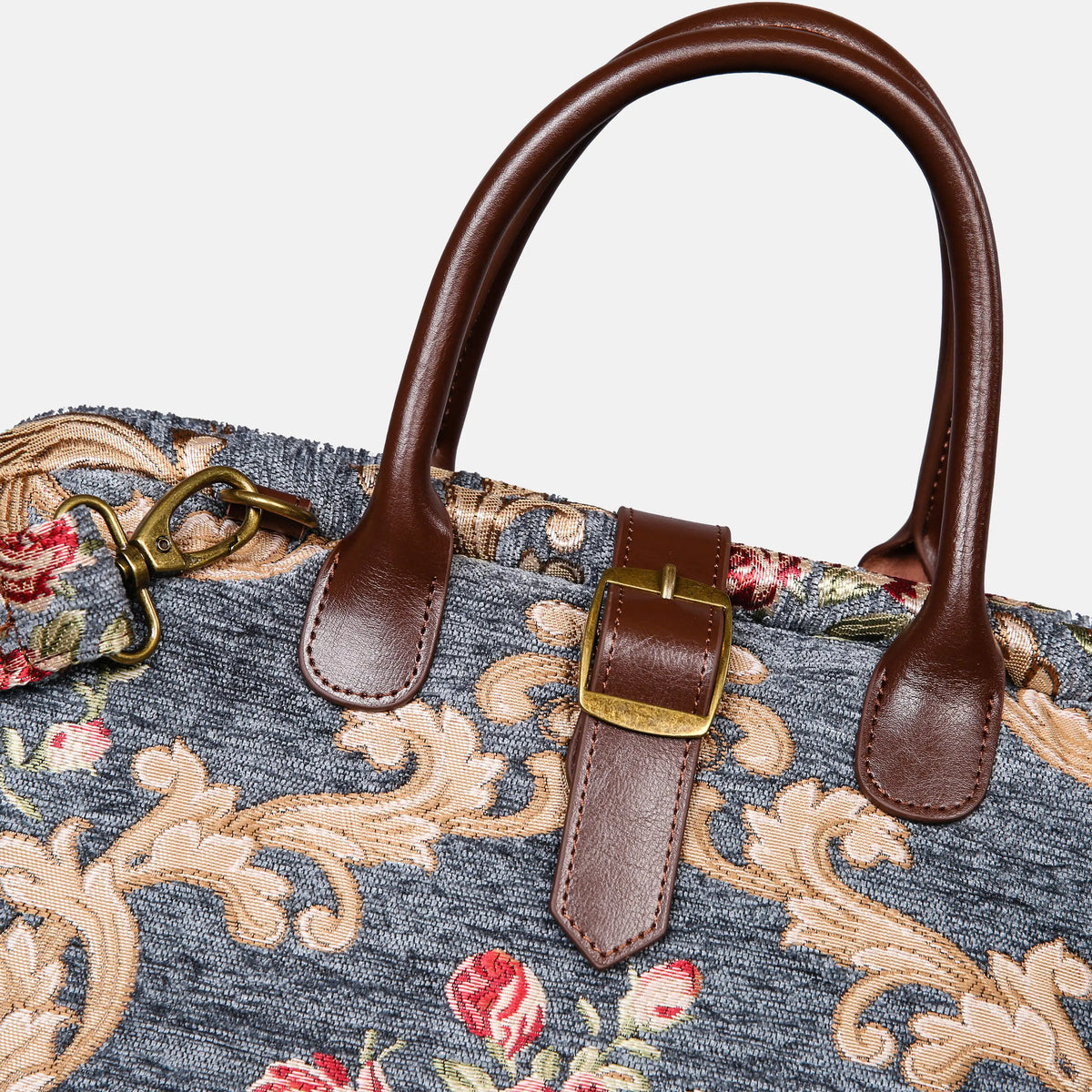Baroque Garden Grey Mary Poppins Weekender Carpetbag buckle
