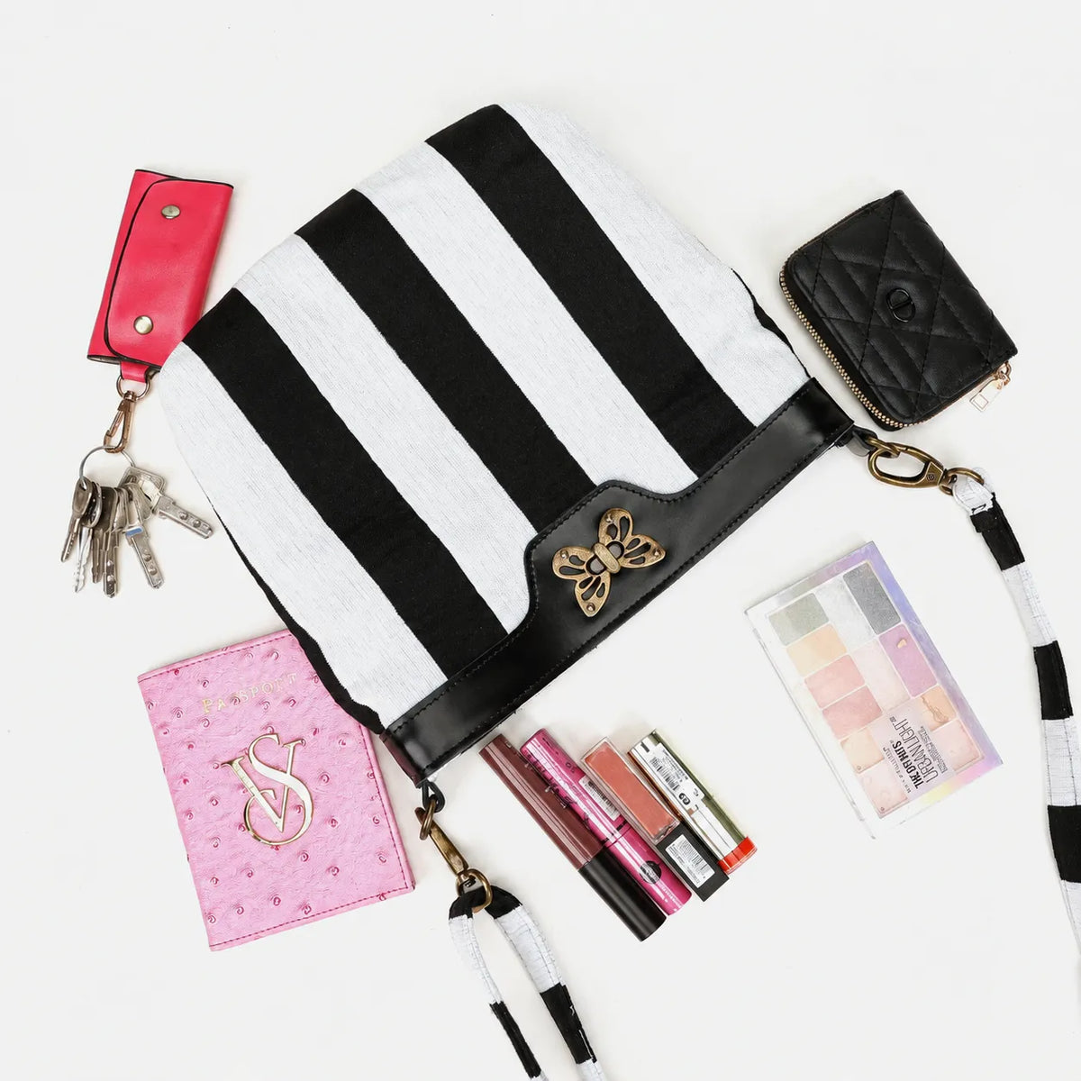 Black & White Beetlejuice Crossbody Carpet Bag of America capacity