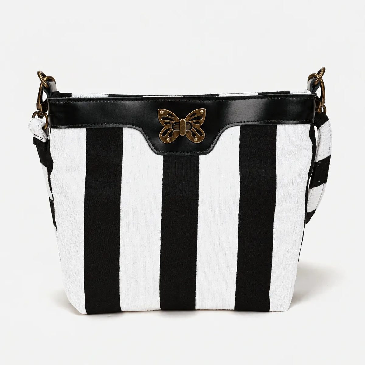 Black & White Beetlejuice Crossbody Carpet Bag of America main
