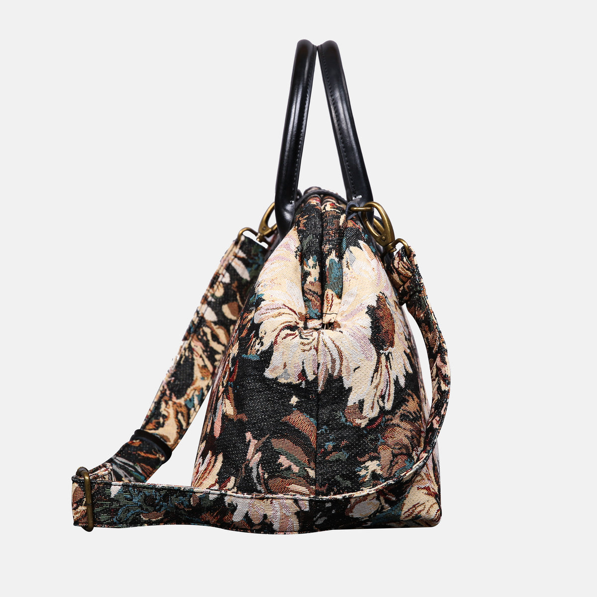 Blooming Daisy Black Carpet Handbag Purse carpet bag MCW Handmade of America side