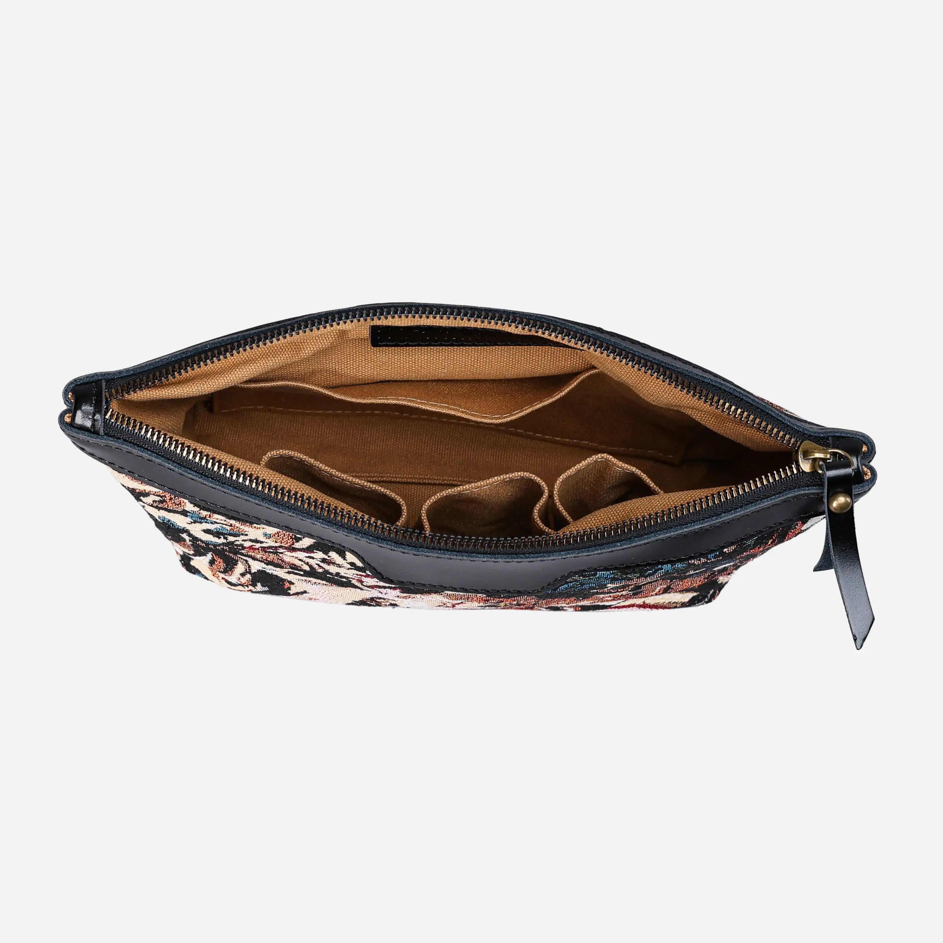 Blooming Daisy Black Carpet Makeup Bag Carpetbag of America inside