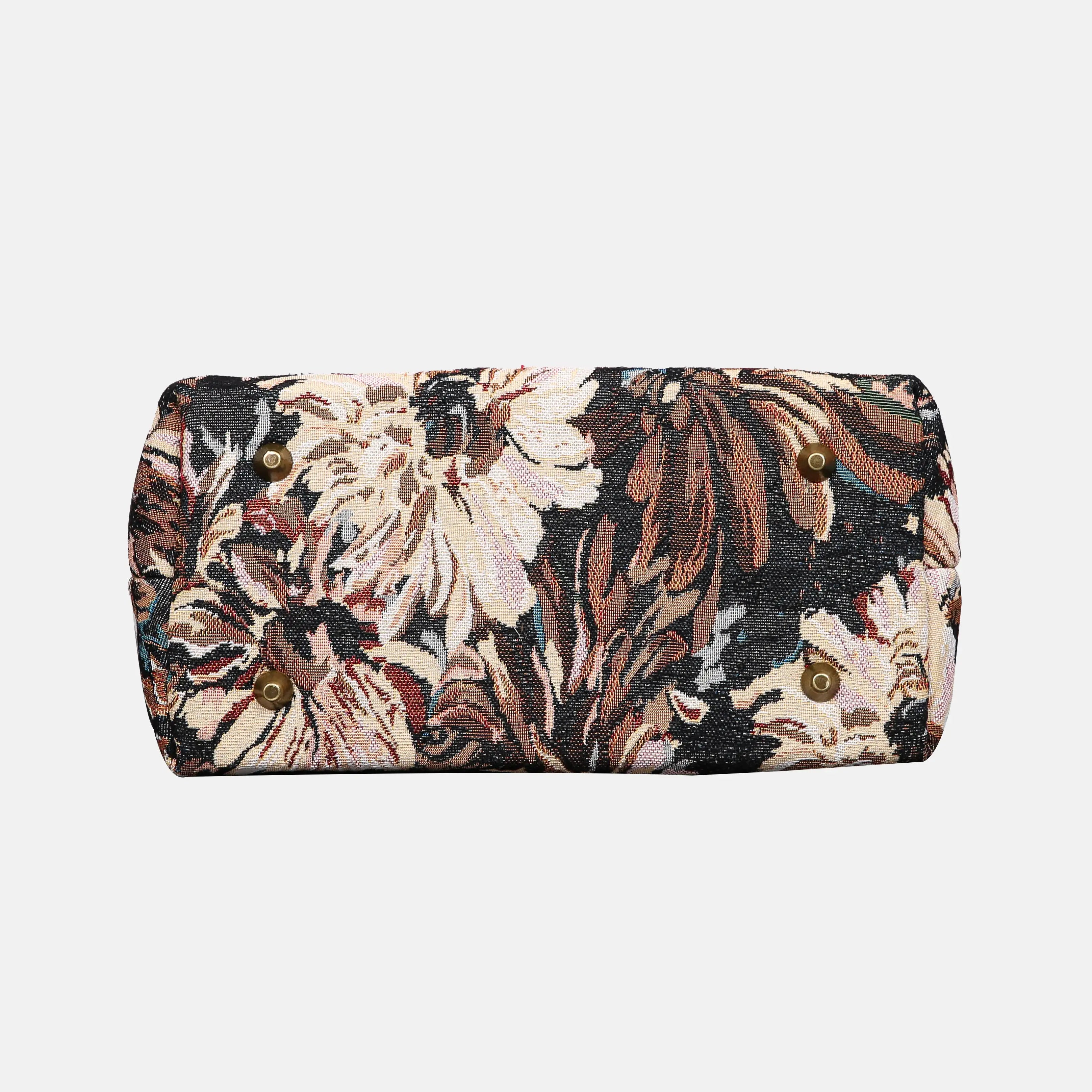 Blooming Daisy Black Carpet Satchel carpet bag MCW Handmade of America bottom