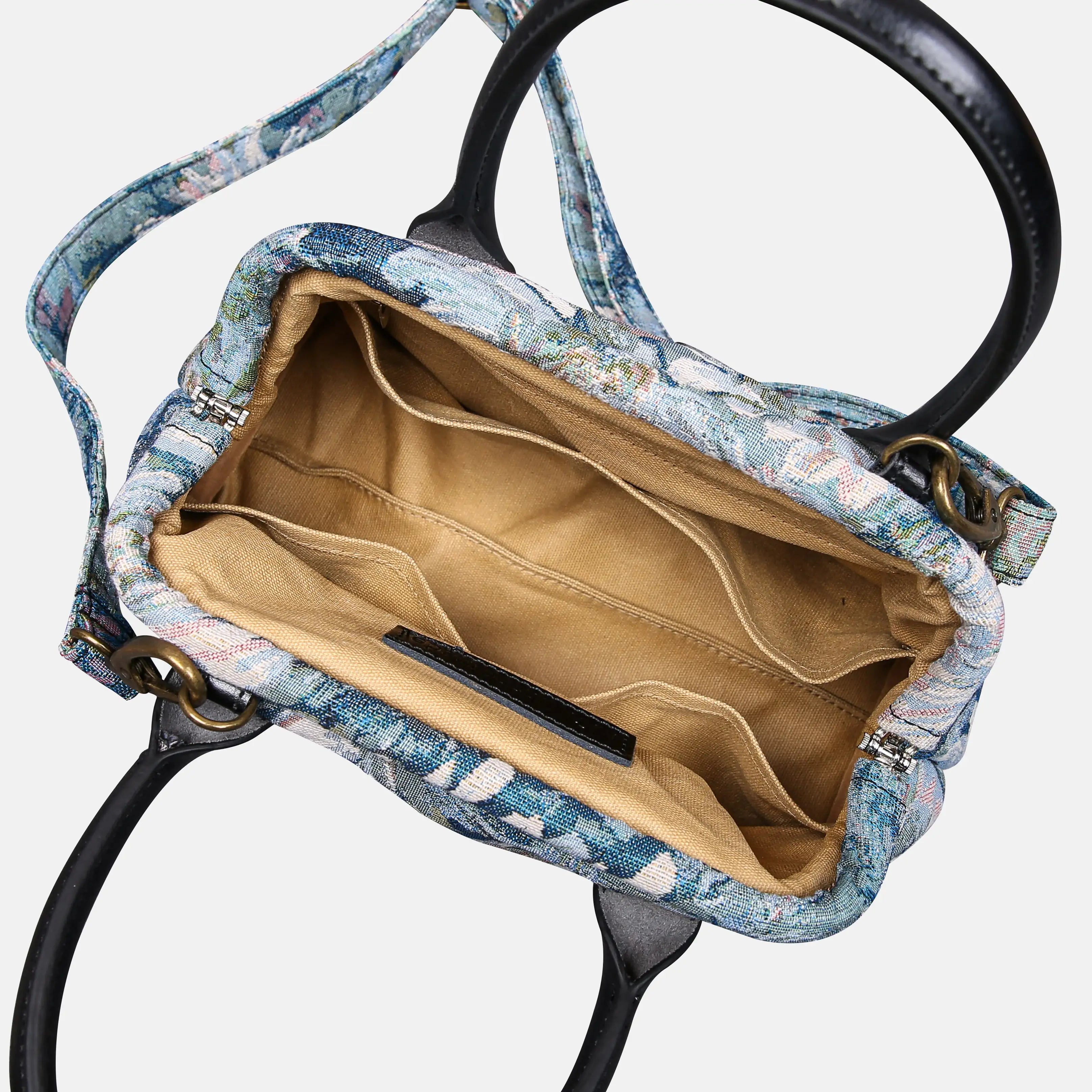 Blooming Daisy Blue Carpet Satchel carpet bag MCW Handmade inside