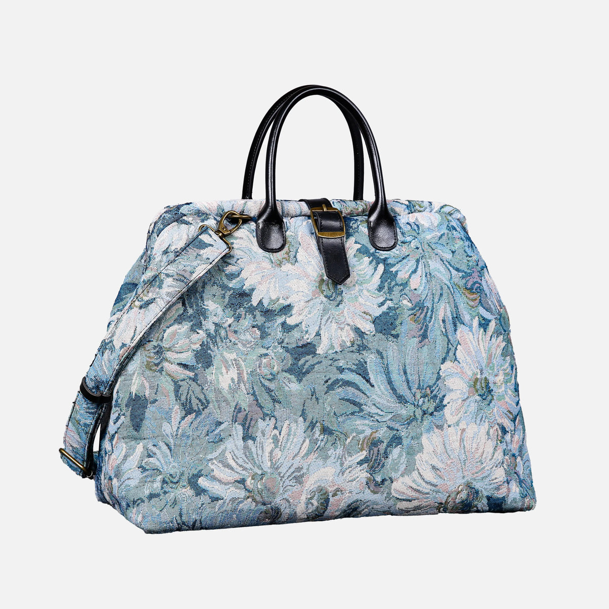 Blooming Daisy Blue Mary Poppins Weekender carpet bag MCW Handmade with strap