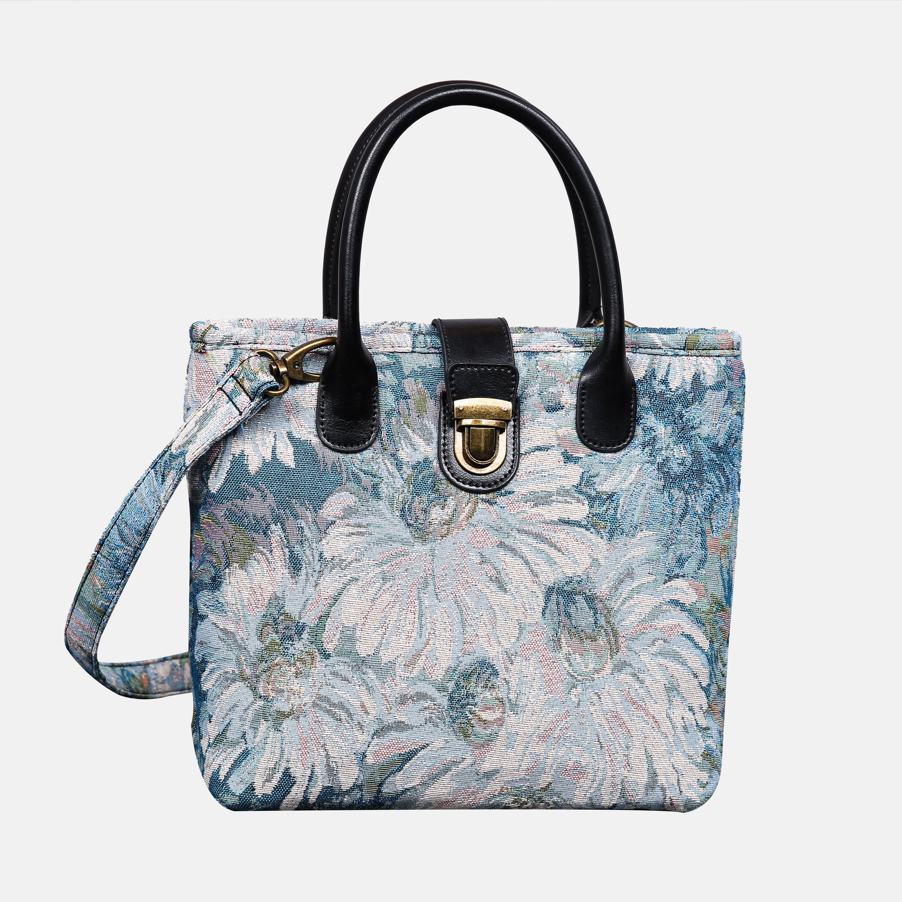 Blooming Daisy Blue Tuck Lock Carpet Satchel carpet bag MCW Handmade of America main