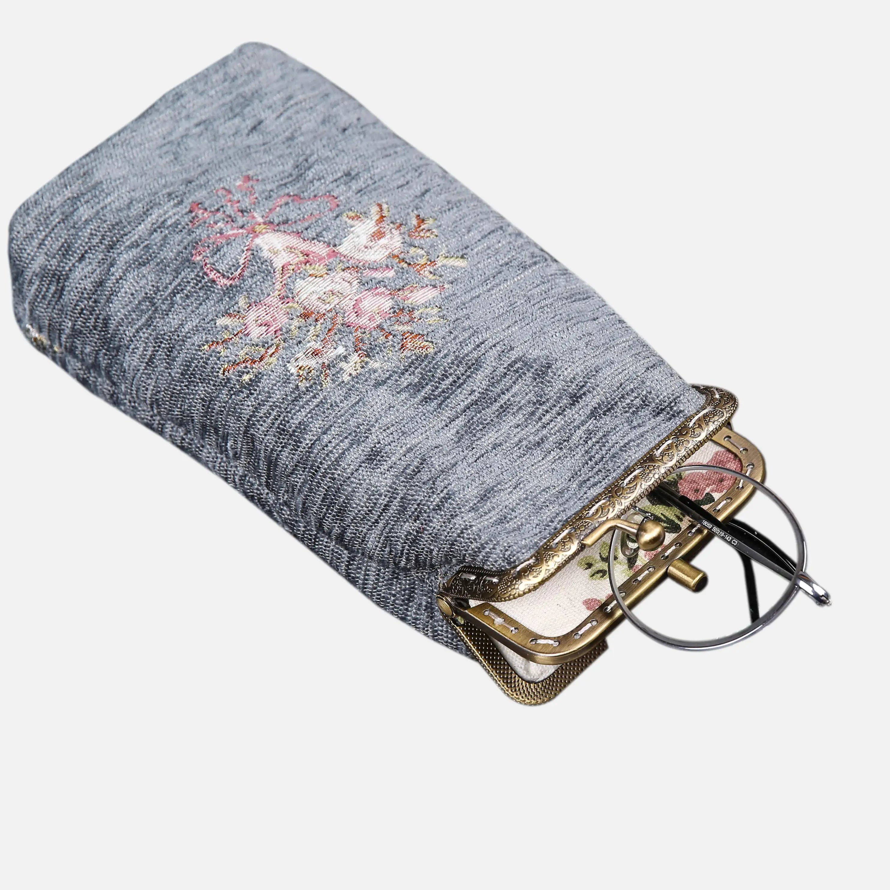 Bouquet Pattern Carpet Eyeglasses Case of America with glasses-1