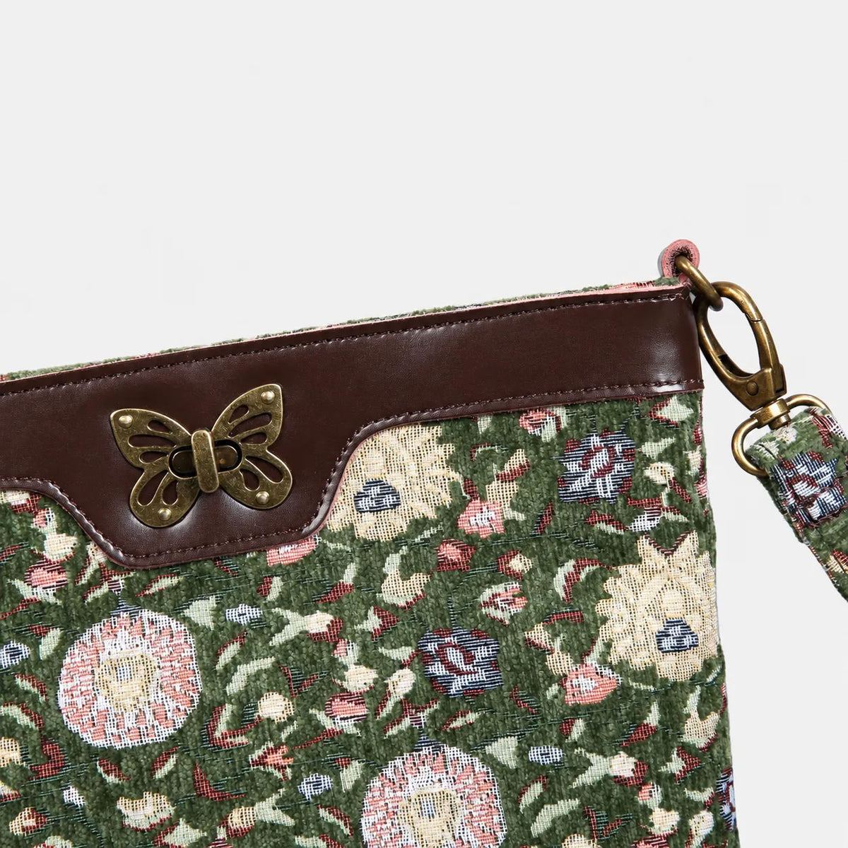Bouquet Rose Arugula Green Carpet Crossbody Bag carpet bag MCW Handmade of America details