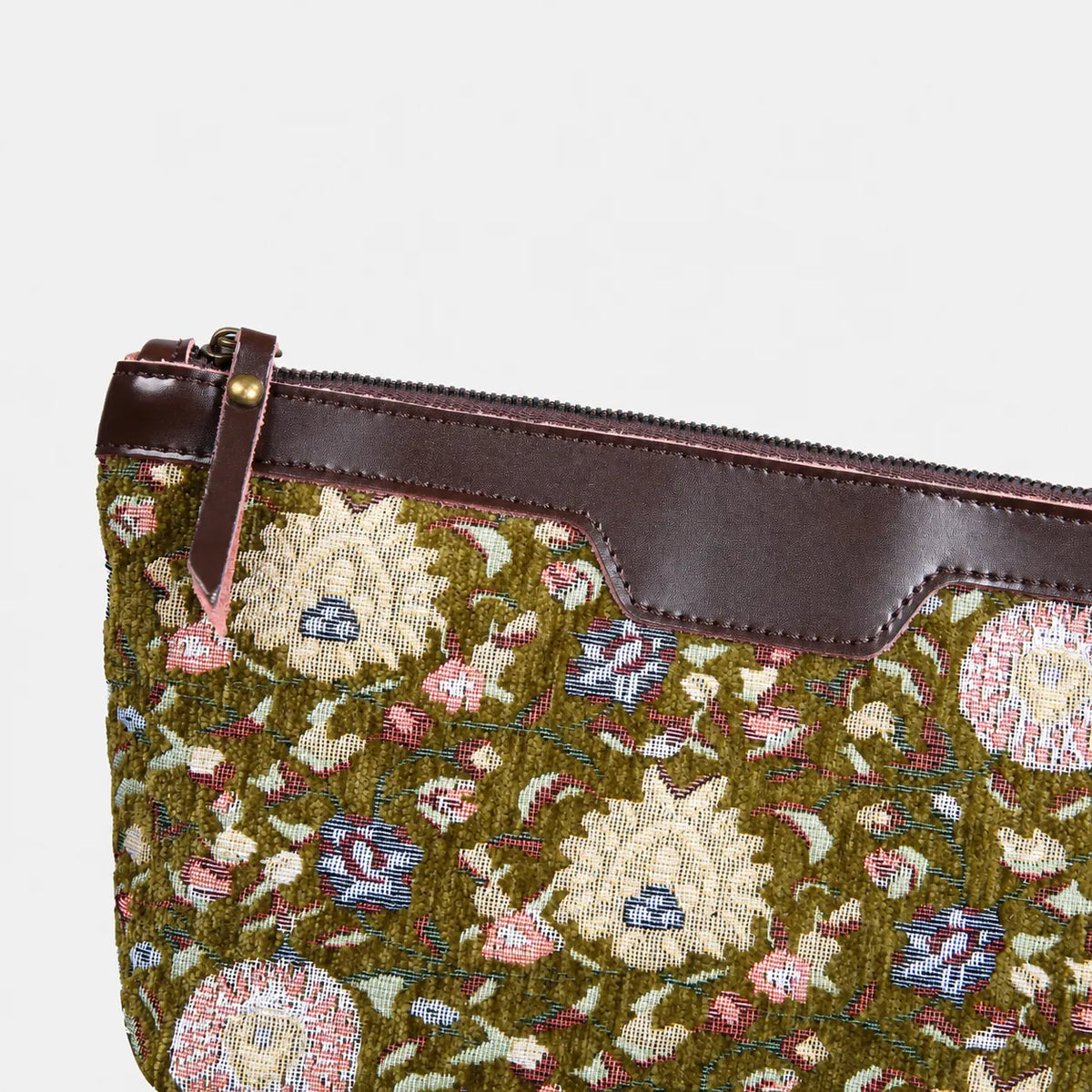Bouquet Avocado Carpet Makeup Bag Carpetbag of America details