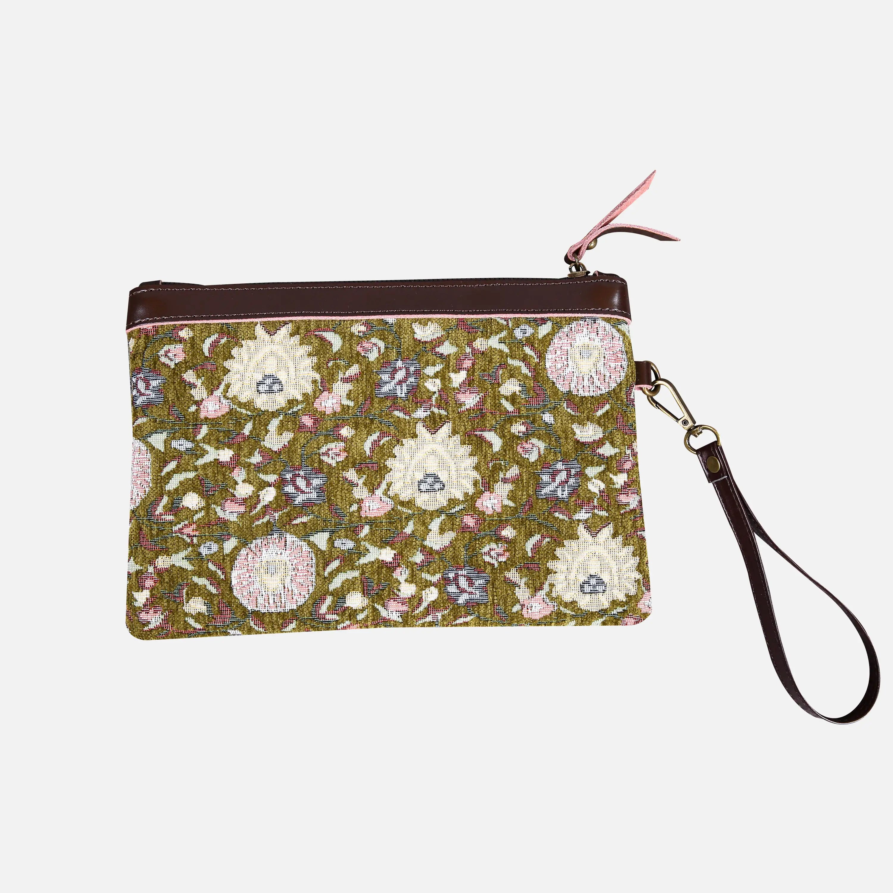 Oriental Avocado Wristlet Clutch carpet bag MCW Handmade-1