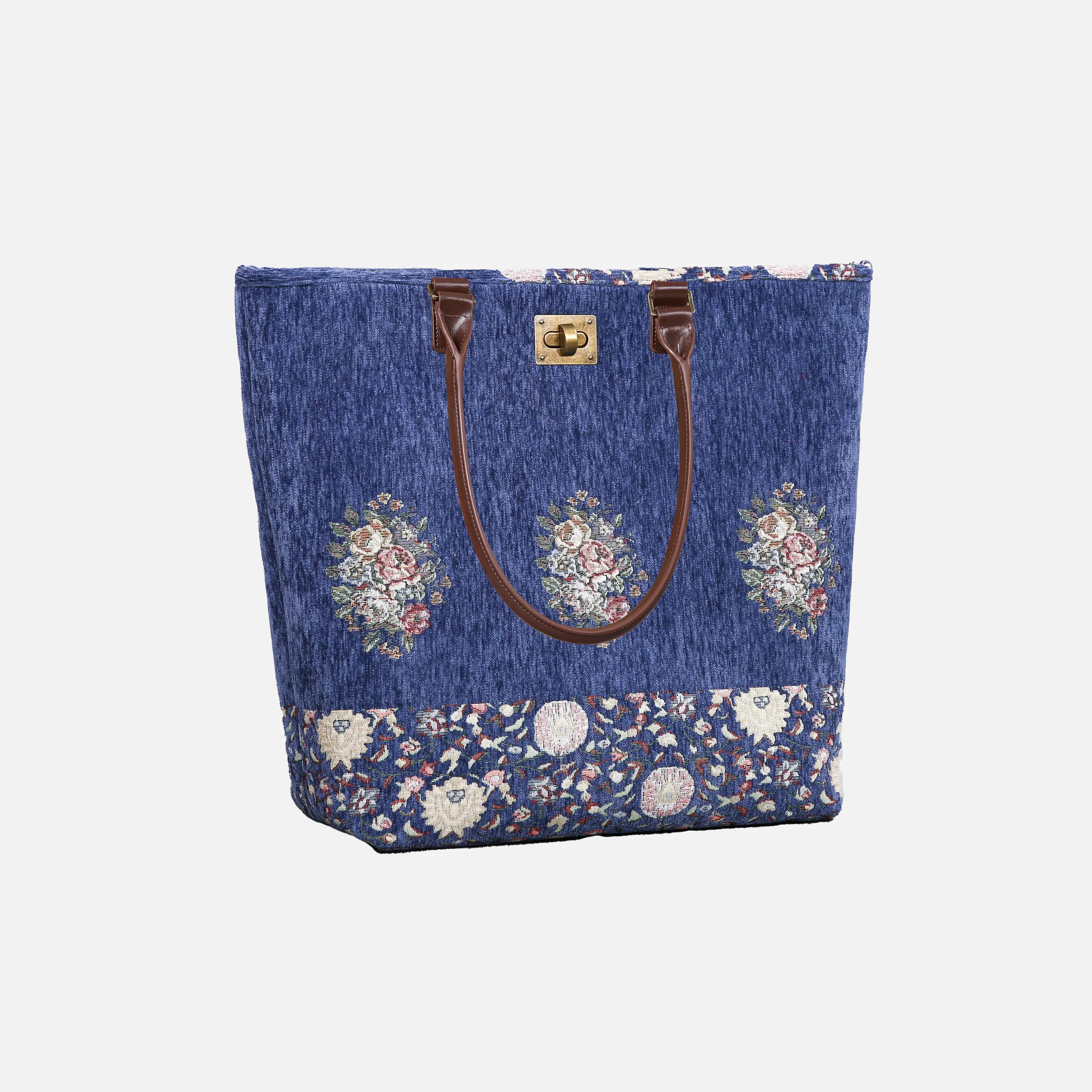 Bouquet Blue Carpet Tote Shopper Carpetbag of America handle down