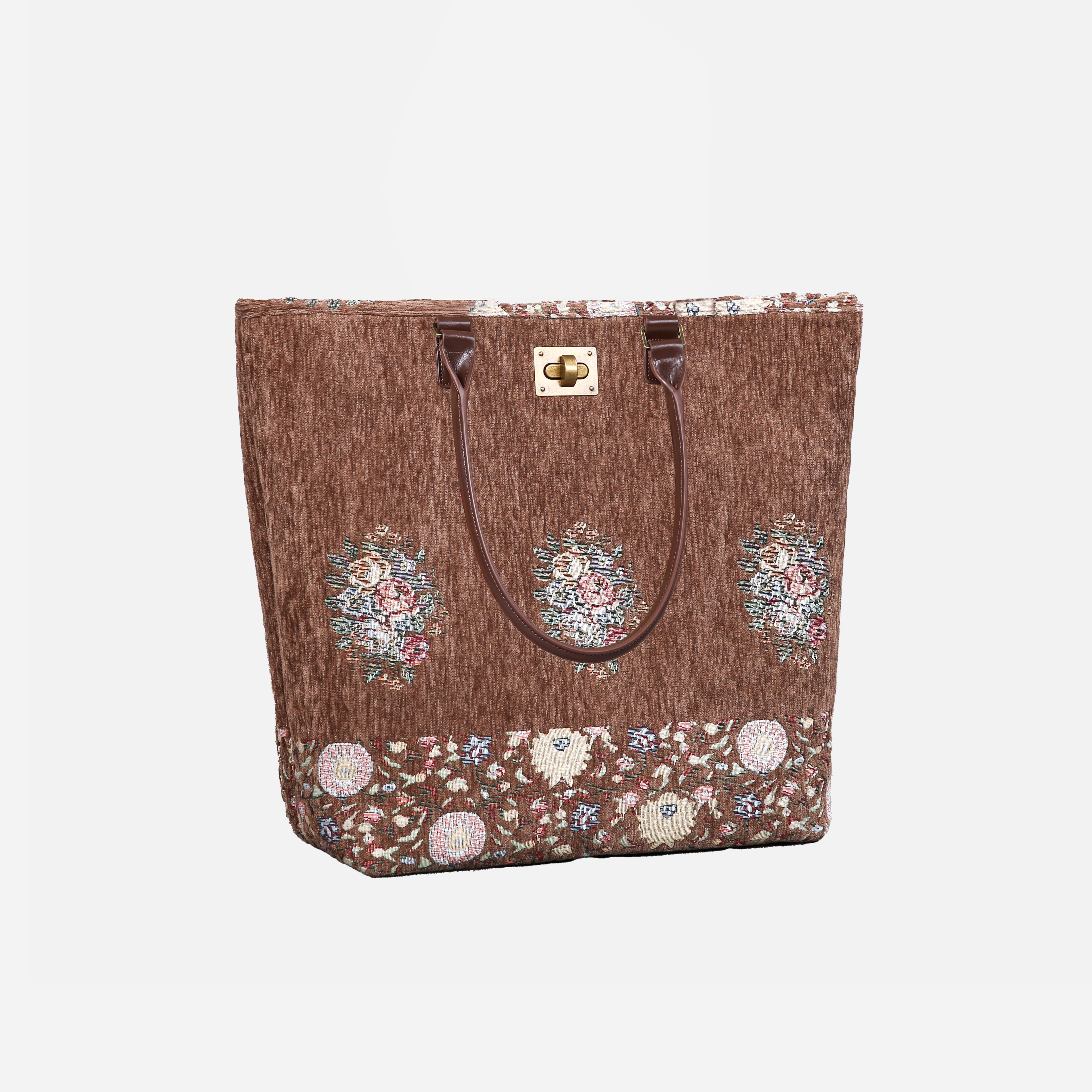 Bouquet Coffee Carpet Tote Shopper Carpetbag of America handle down