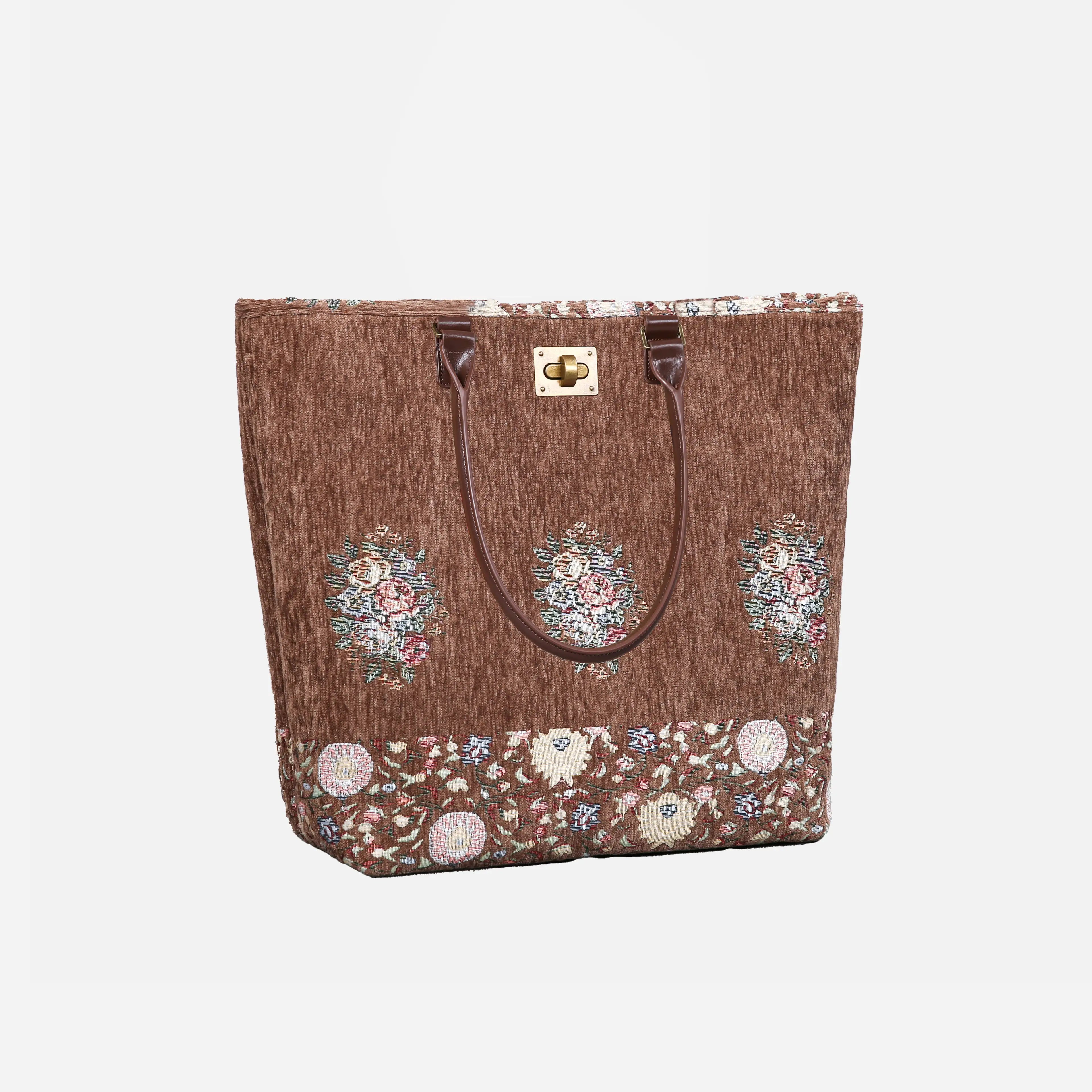 Bouquet Coffee Carpet Tote Shopper Carpetbag of America handle down