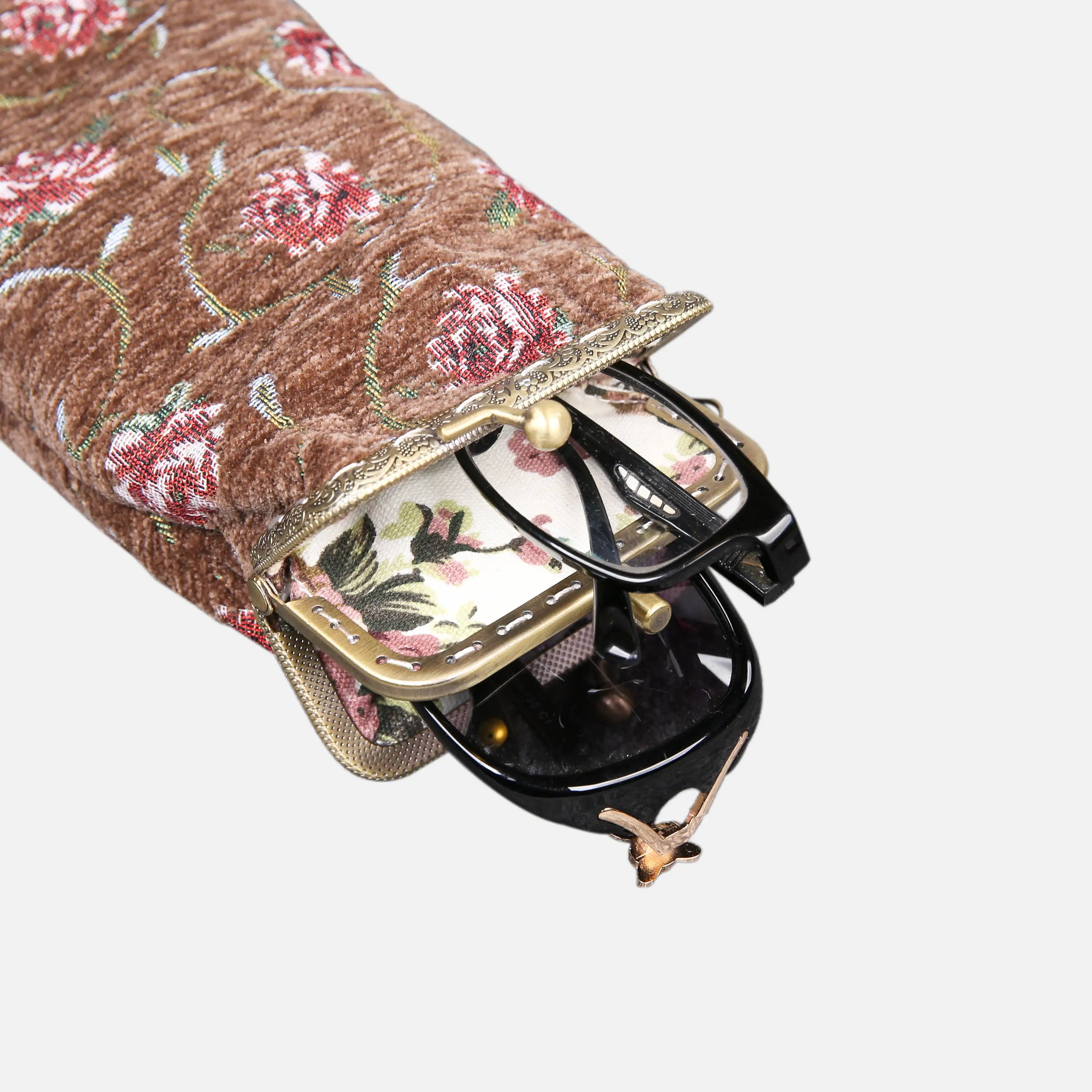 Rose Series Coffee Carpet Eyeglasses Case of America with glasses-9