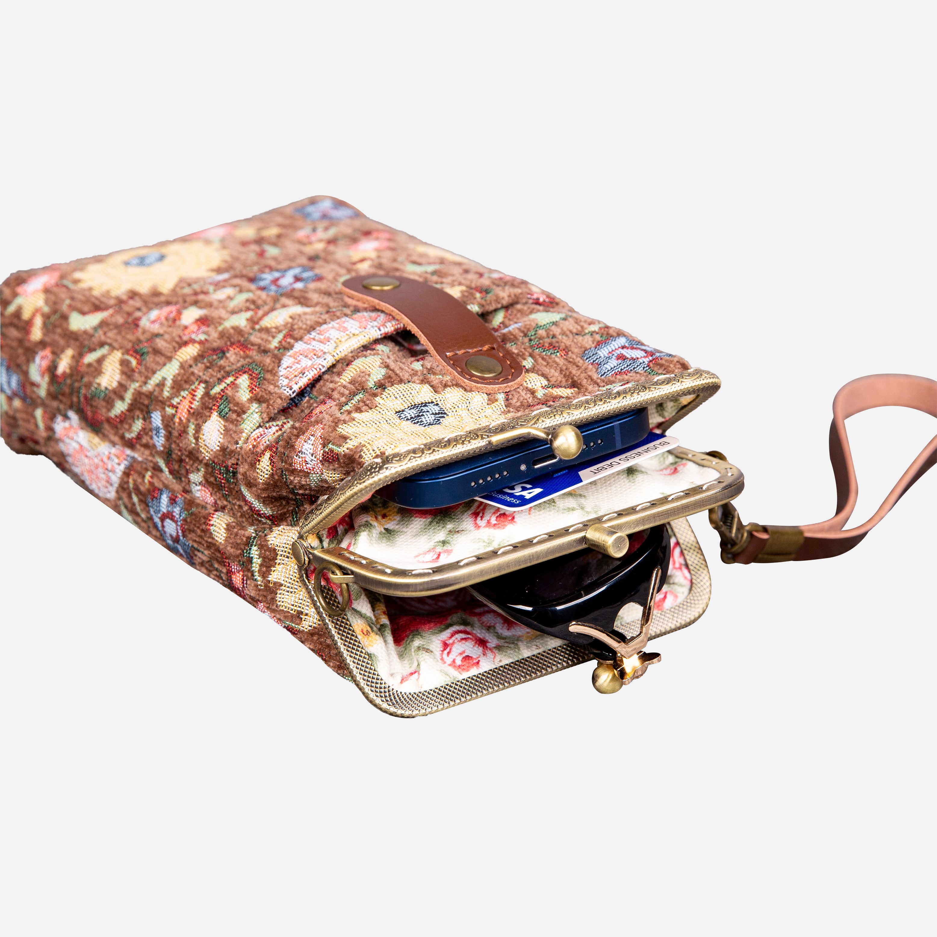 Bouquet Rose Pattern Series Carpet Phone Case Carpetbag of America open to the side