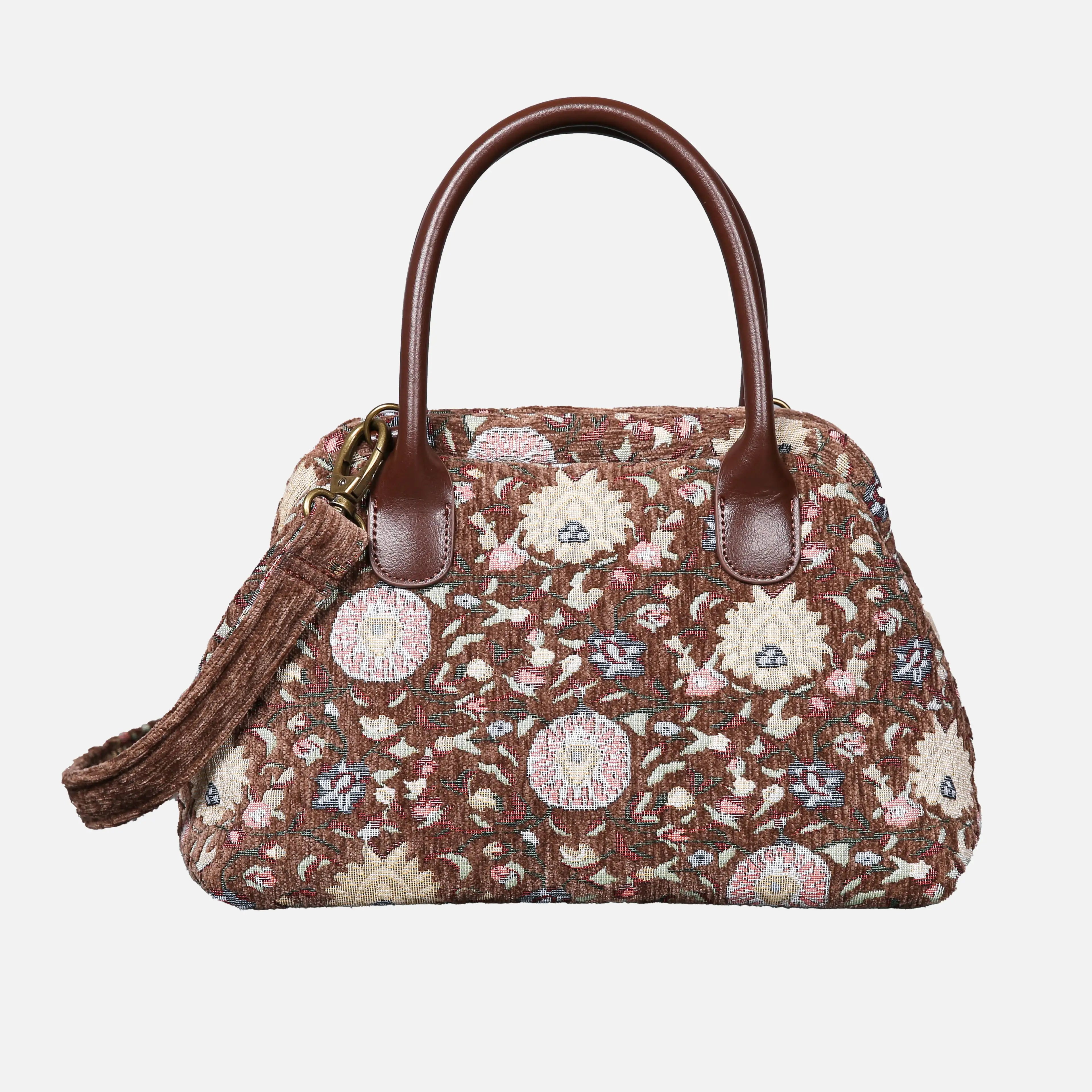 Oriental Floral Carpet Satchel carpet bag MCW Handmade Coffee