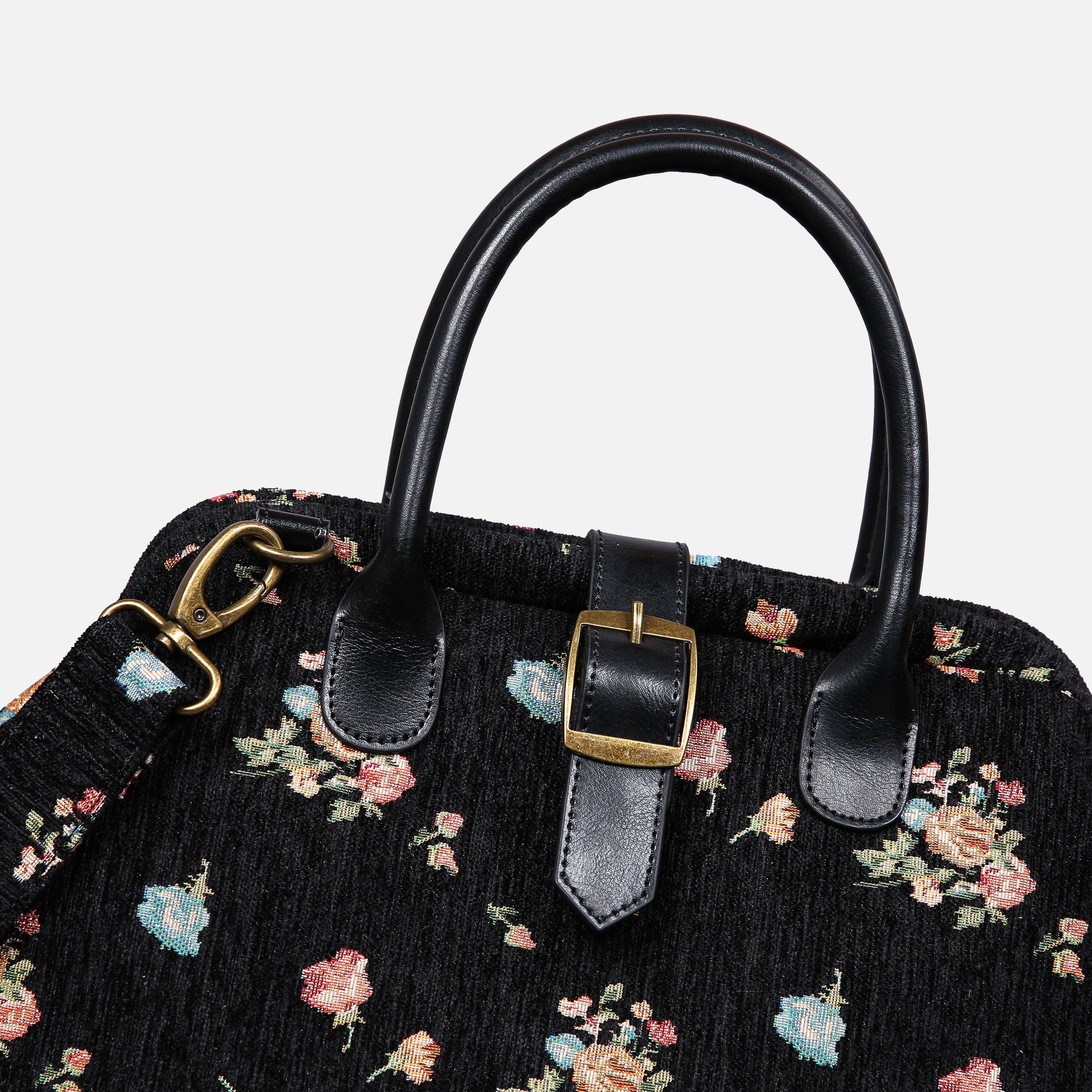 Bouquets Black Carpet Handbag Purse carpet bag MCW Handmade of America buckle