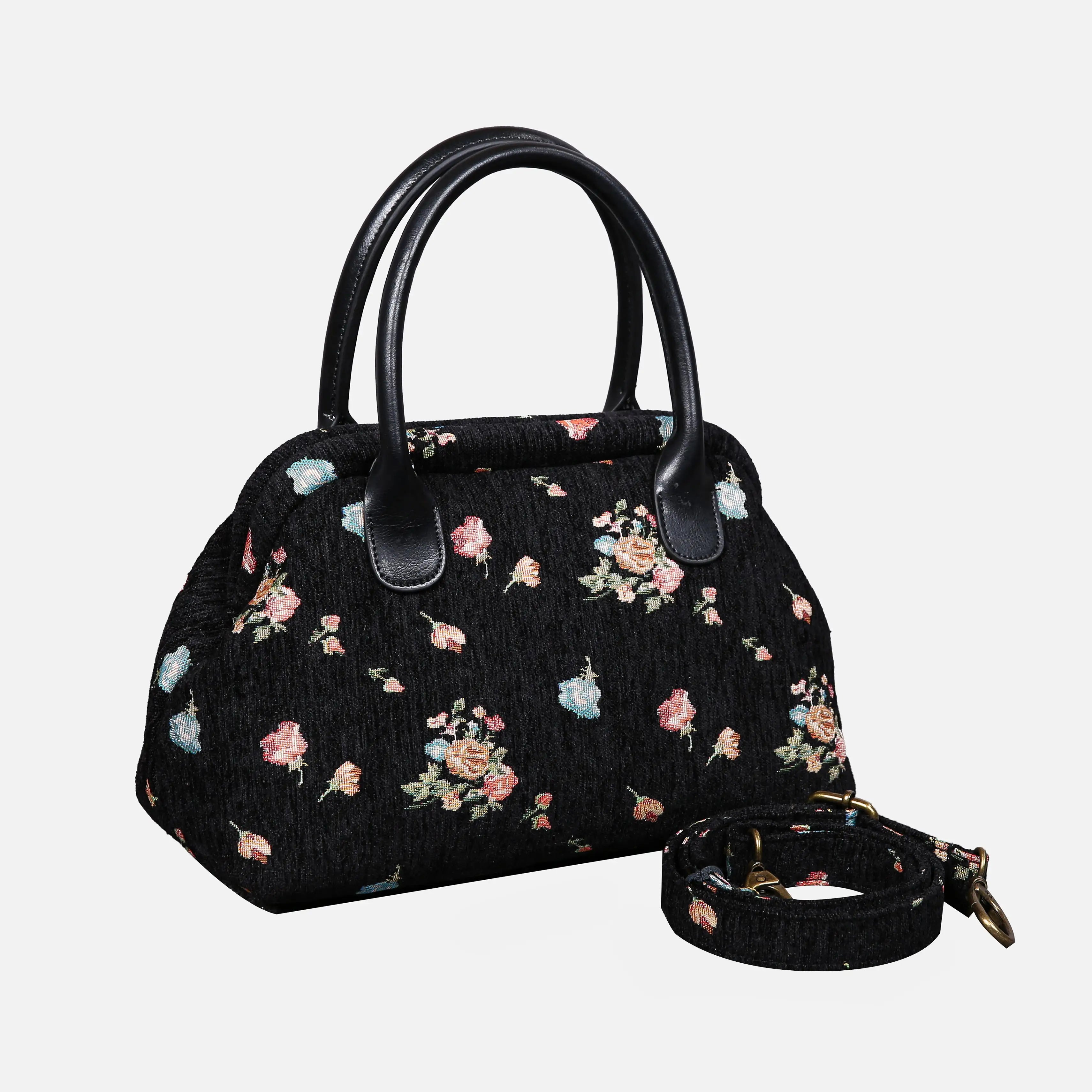 Bouquets Black Carpet Satchel carpet bag MCW Handmade of America with strap