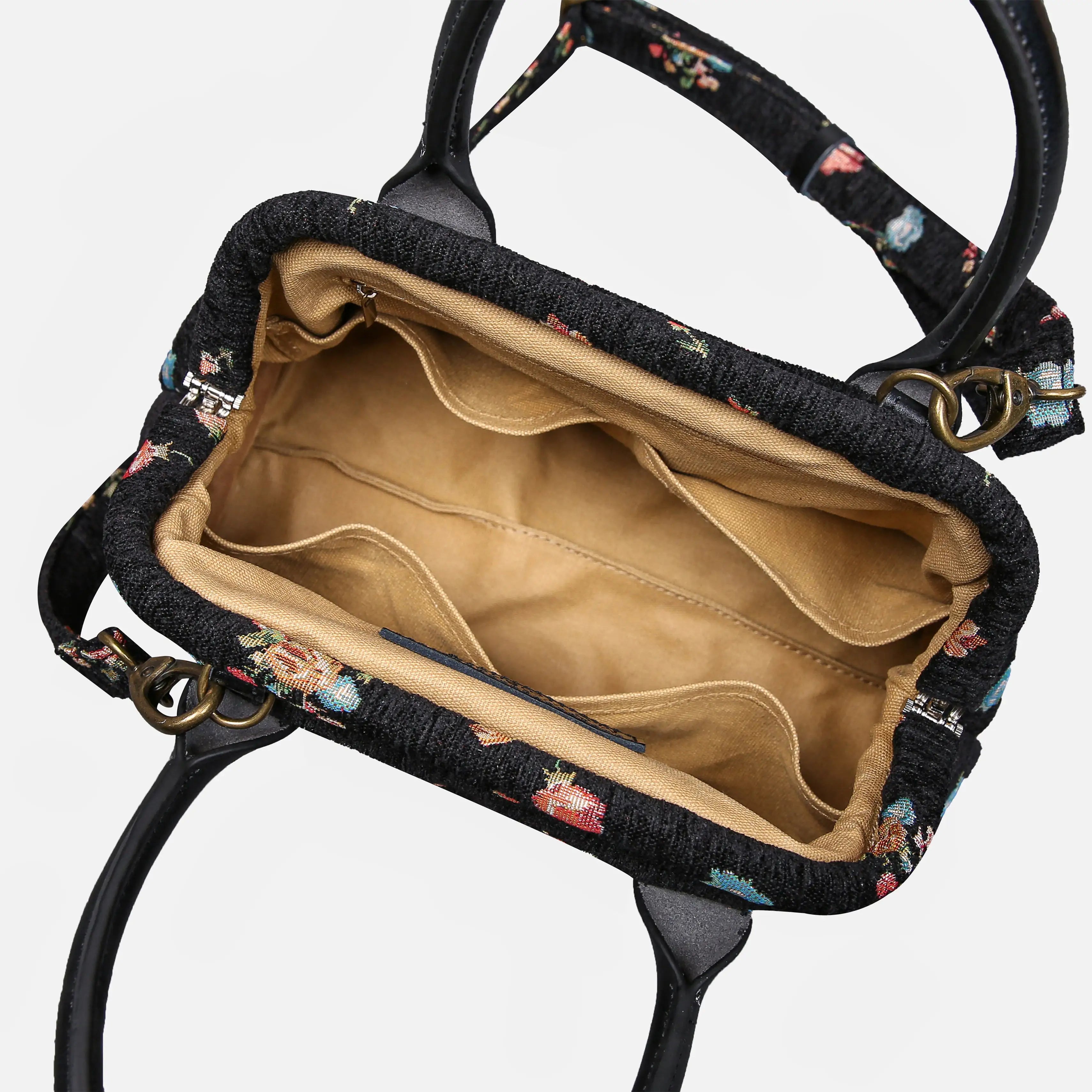 Bouquets Black Carpet Satchel carpet bag MCW Handmade of America open