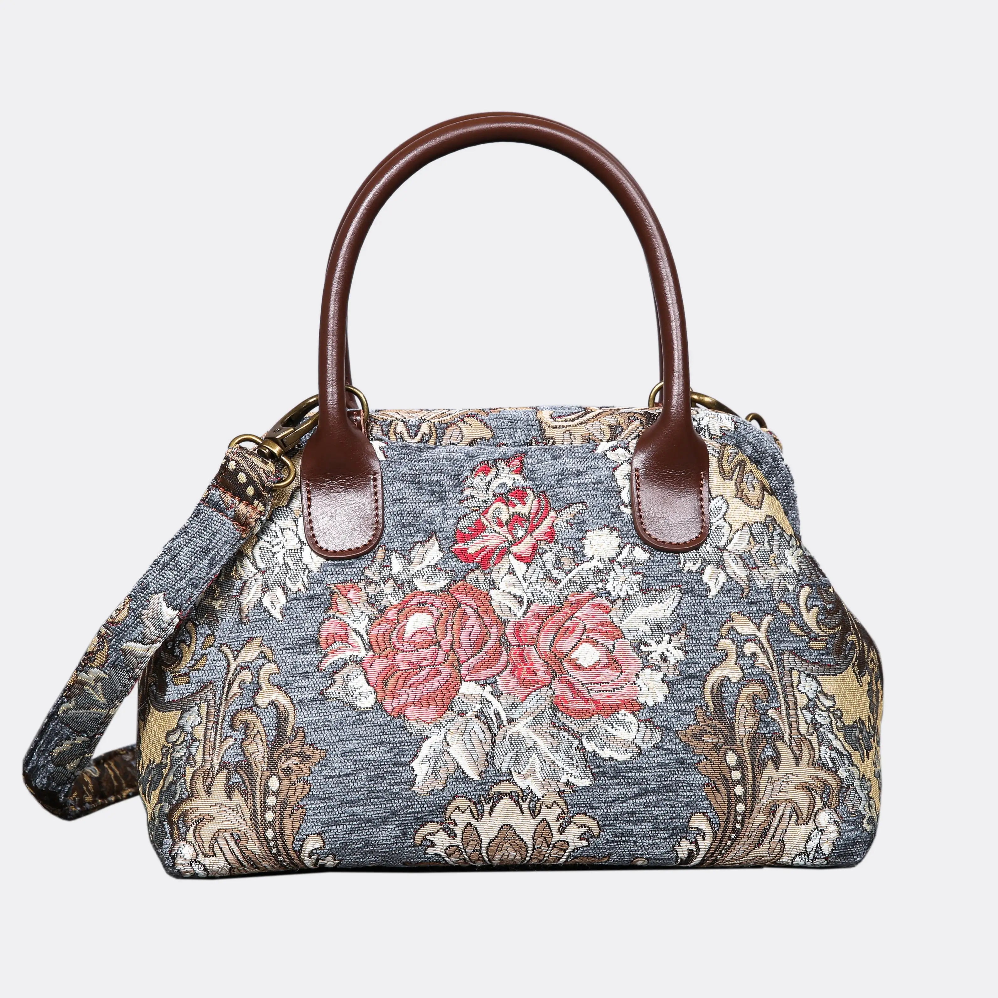 Brocade Grey Carpet Satchel carpet bag MCW Handmade of America main