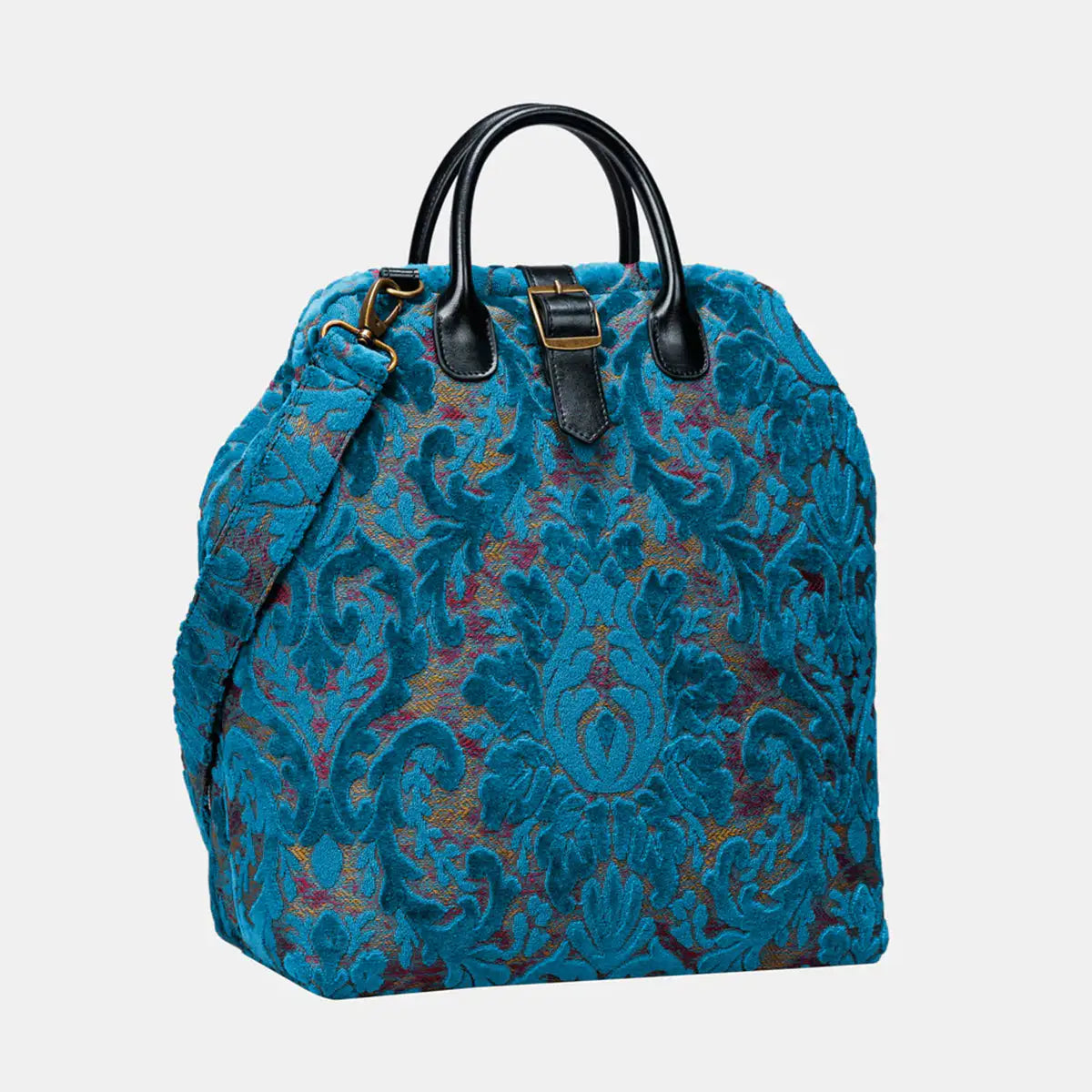 Burnout Velvet Aqua Blue Carpet Laptop Backpack Carpetbag of America overview