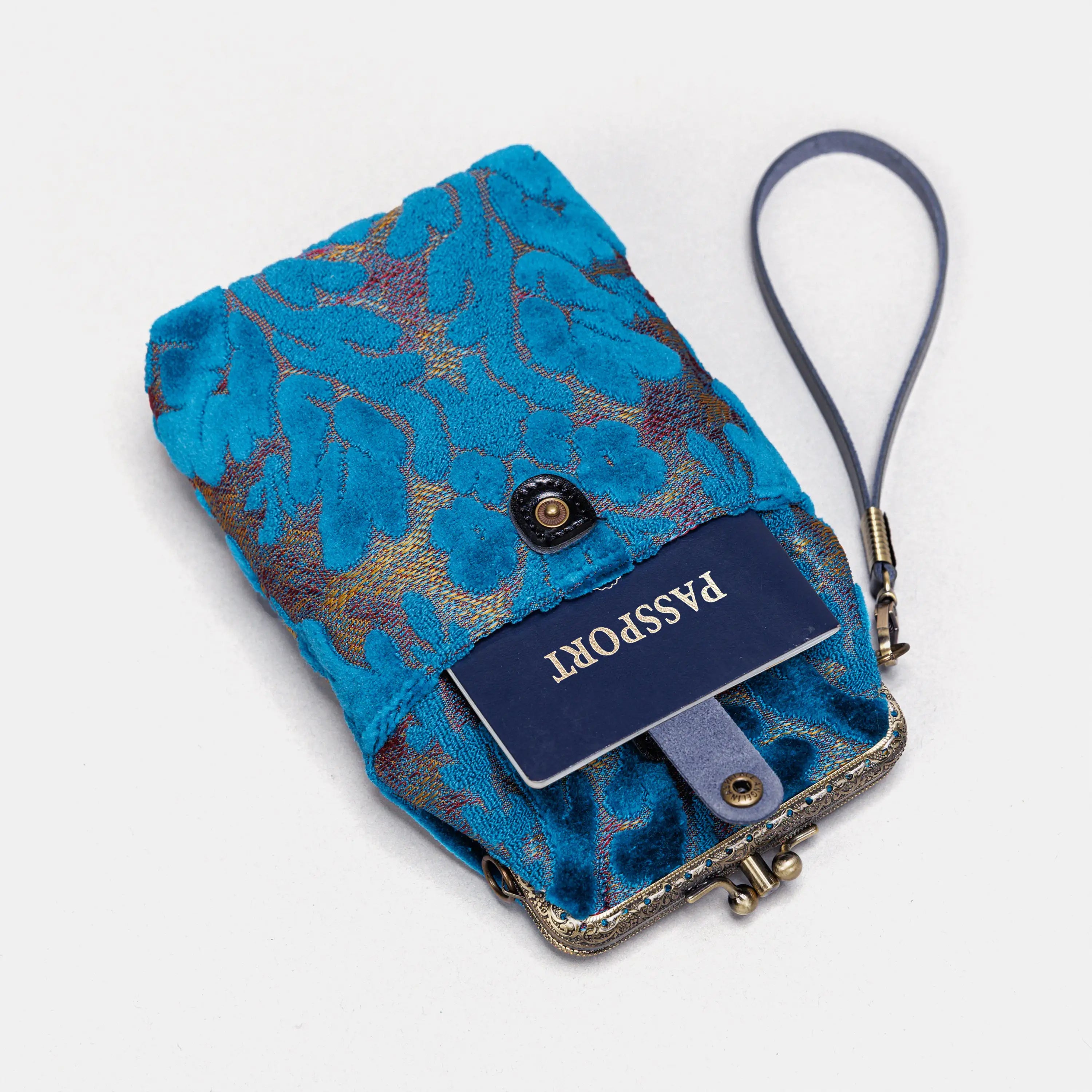 Burnout Velvet Aqua Blue Carpet Phone Case Carpetbag of America pocket