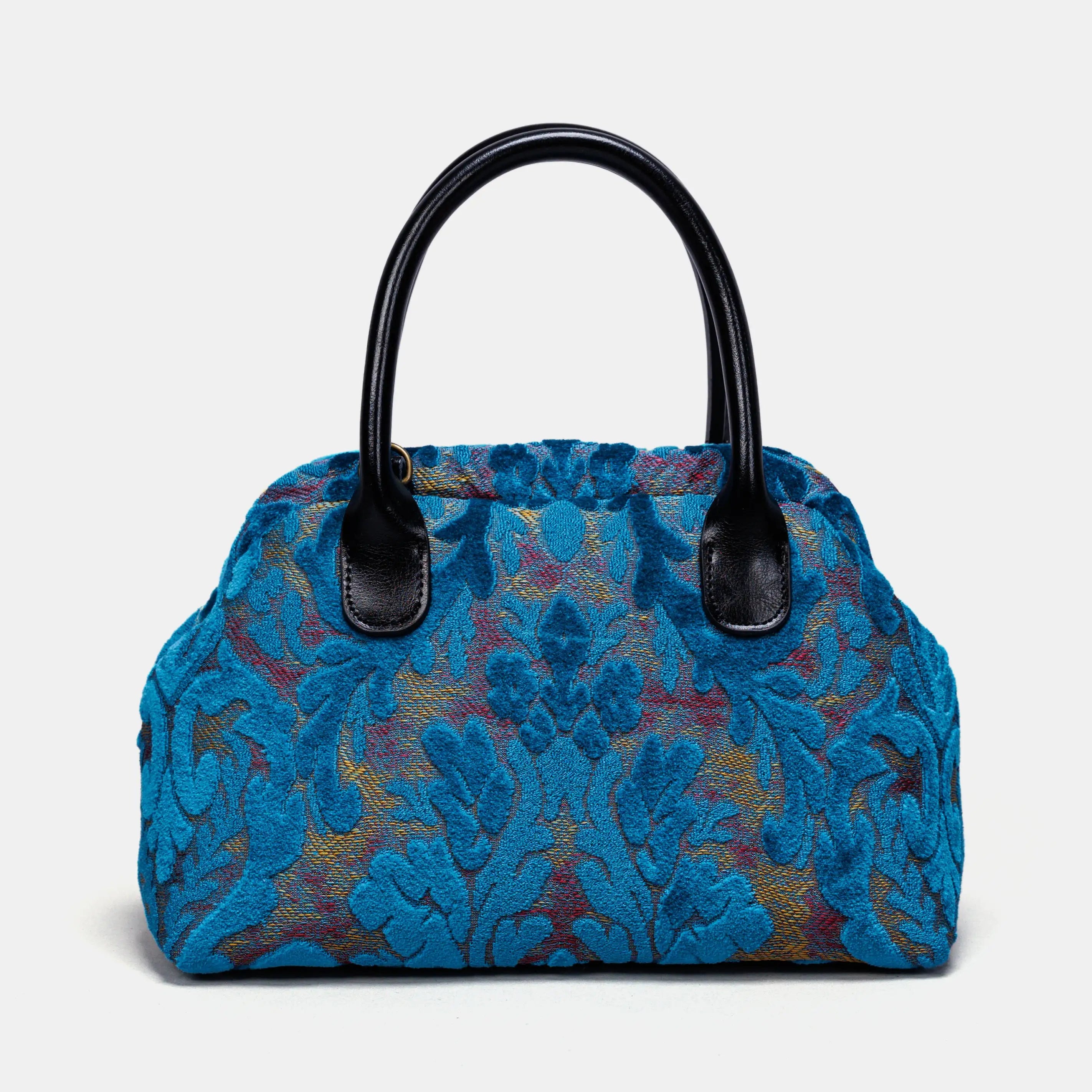 Burnout Velvet Aqua Blue Carpet Satchel carpet bag MCW Handmade of America main