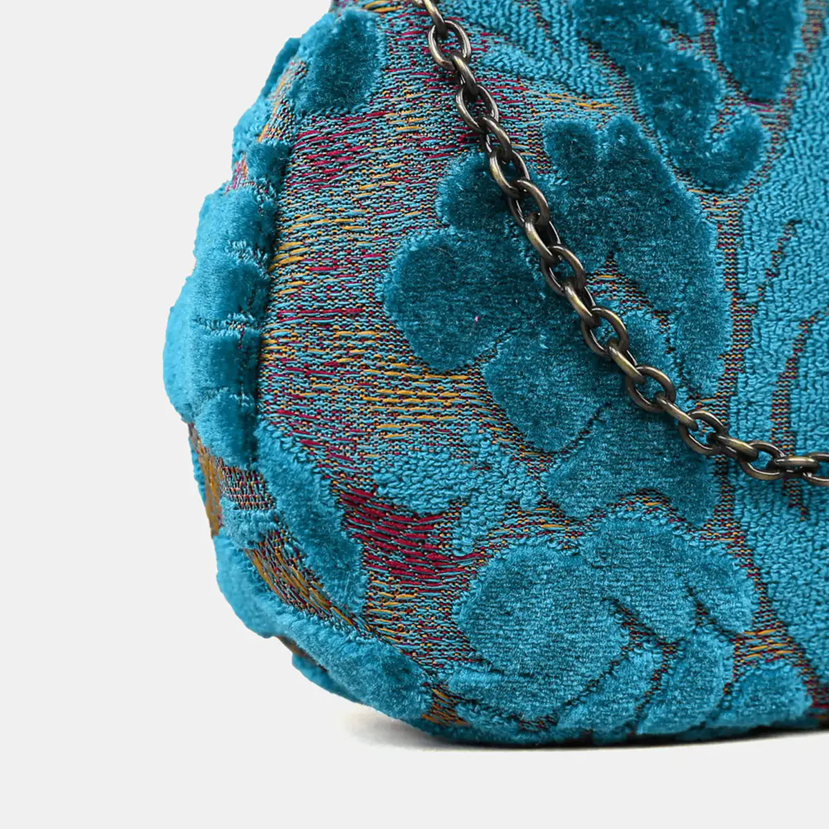 Burnout Velvet Aqua Blue Chatelaine Purse Large of America specifics