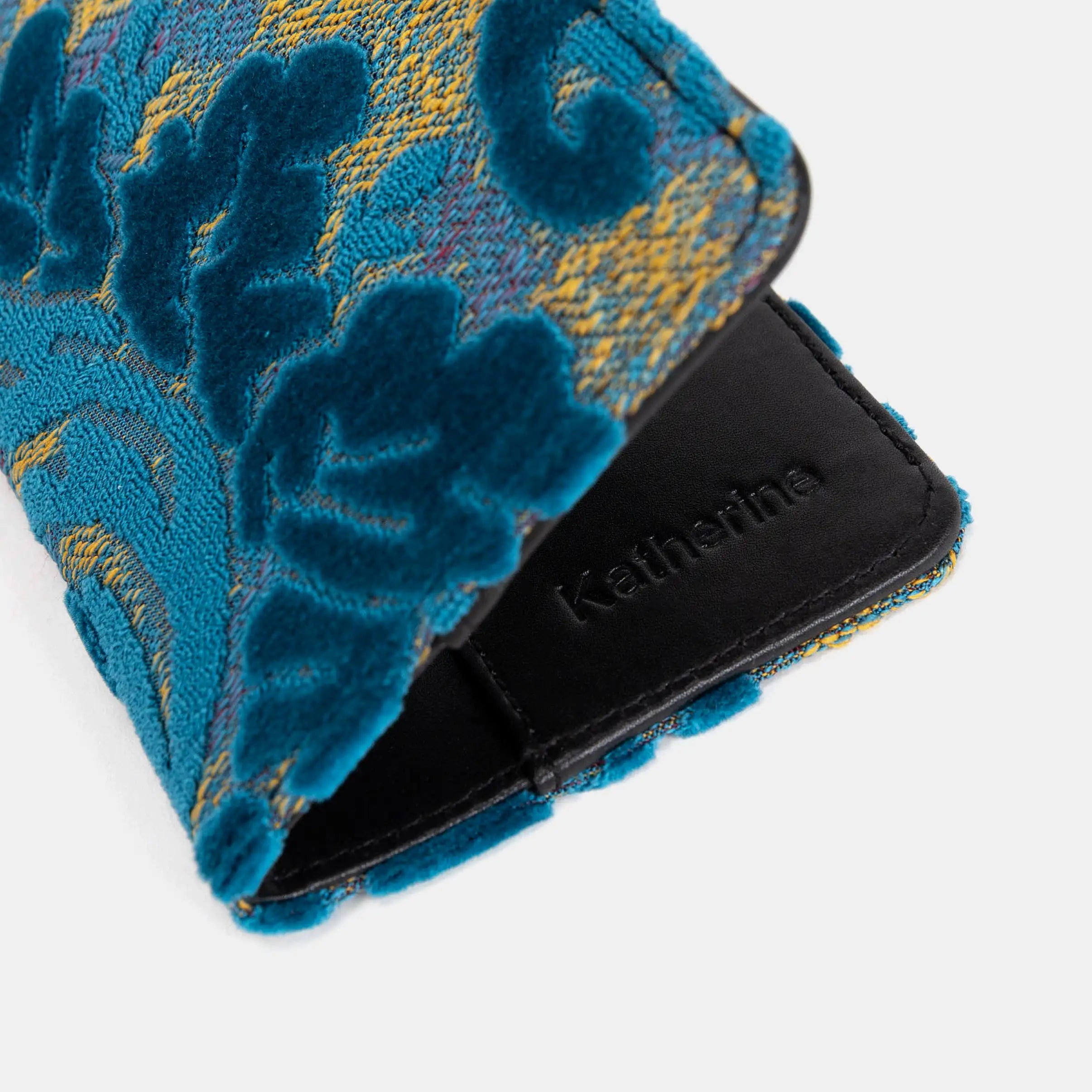 Burnout Velvet Aqua Blue Checkbook Cover of America detail