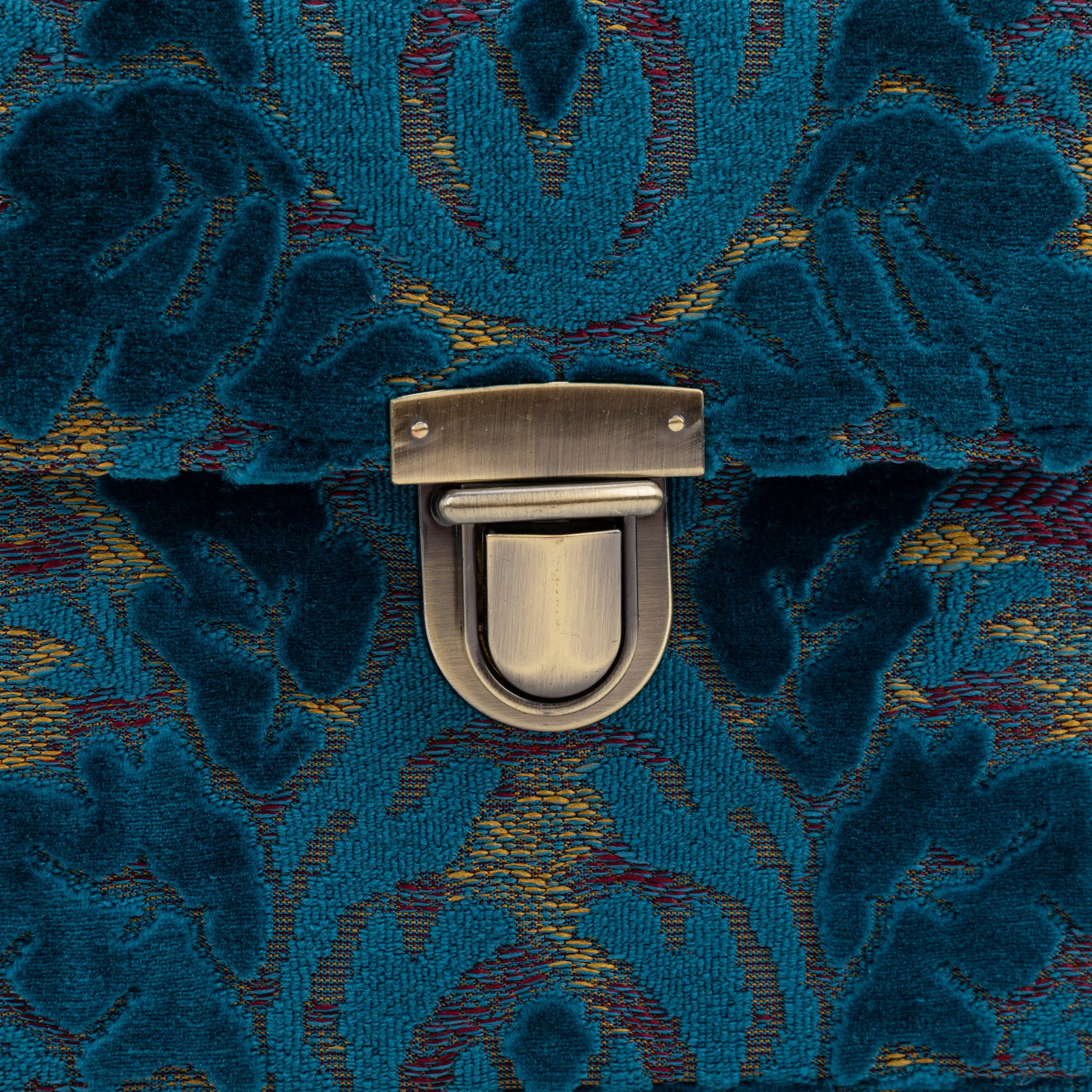 Burnout Velvet Aqua Blue Clara Medium Train Case Purse of America tuck lock