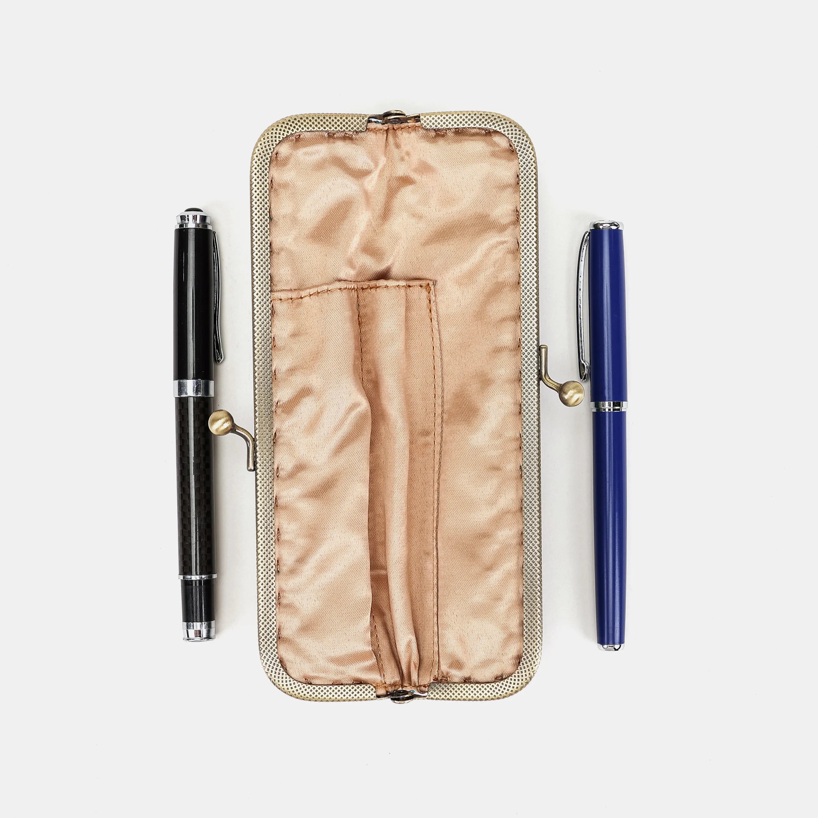 Burnout velvet Aqua Blue Duo Pen Case Carpetbag of America open