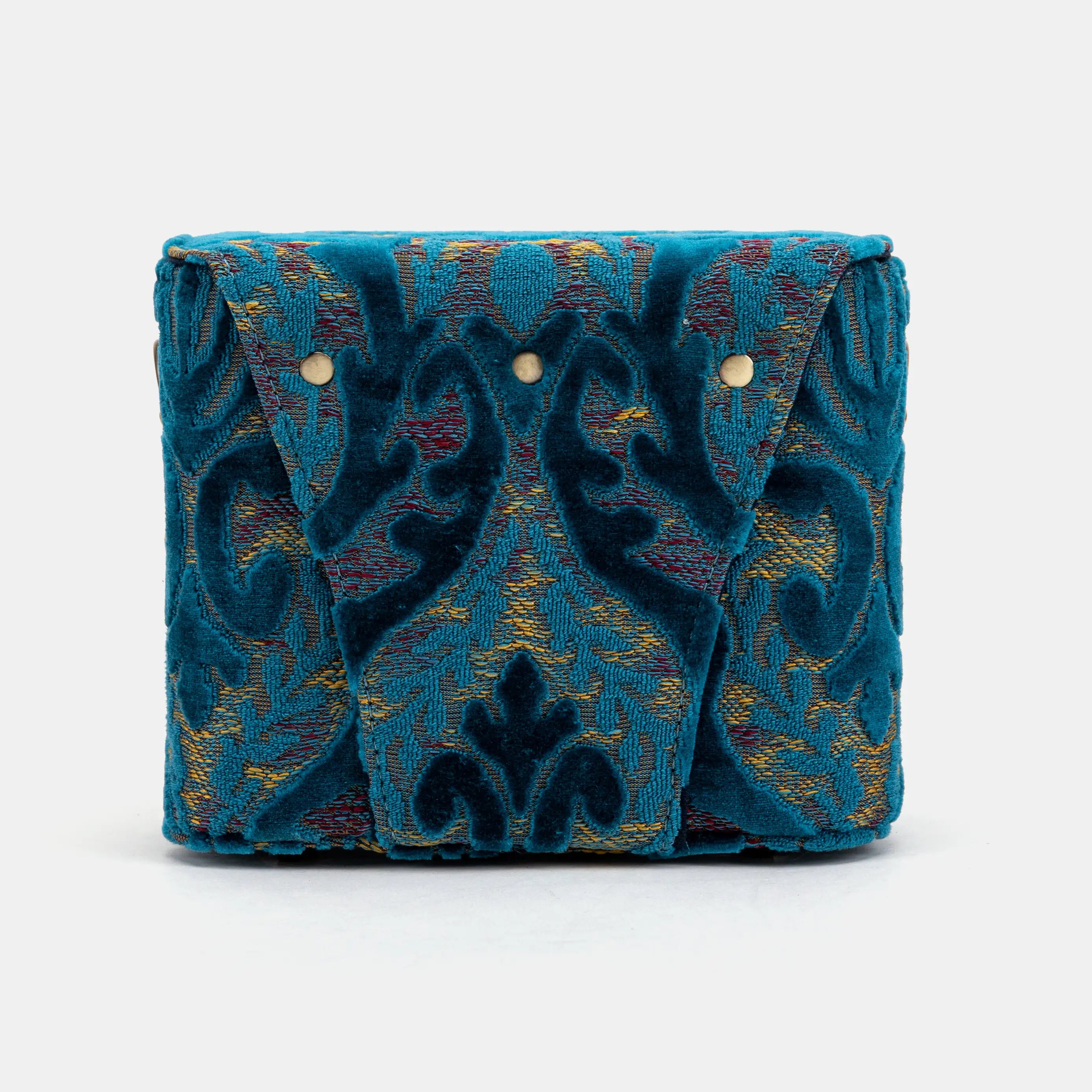 Burnout Velvet Aqua Blue Emma Small Train Case Crossbody bottom